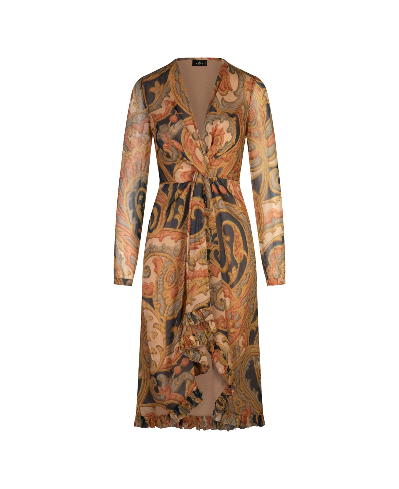 Etro Printed Silk Midi Dress - Blue