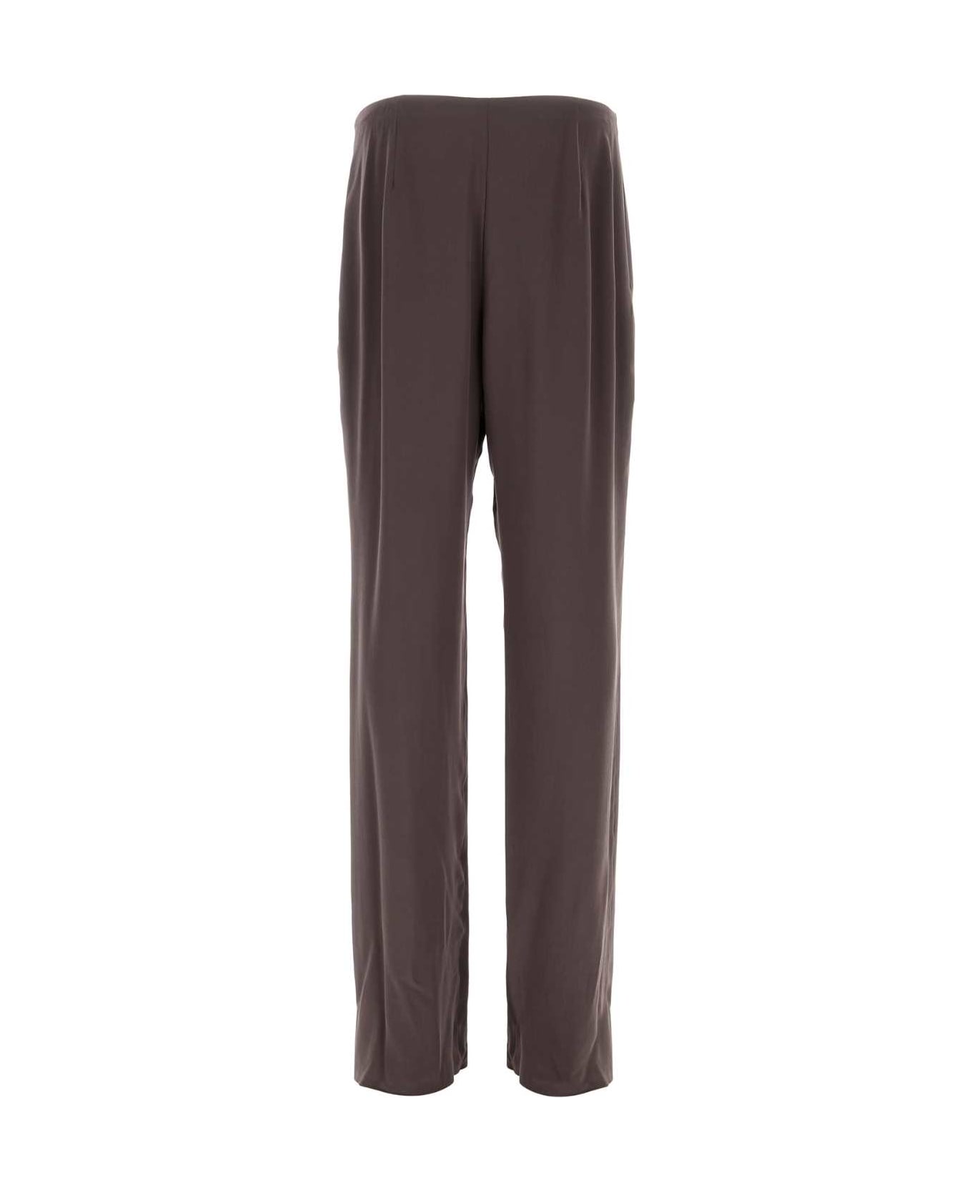 Saint Laurent Brown Crepe Wide-leg Pant - MARRONCENDRE