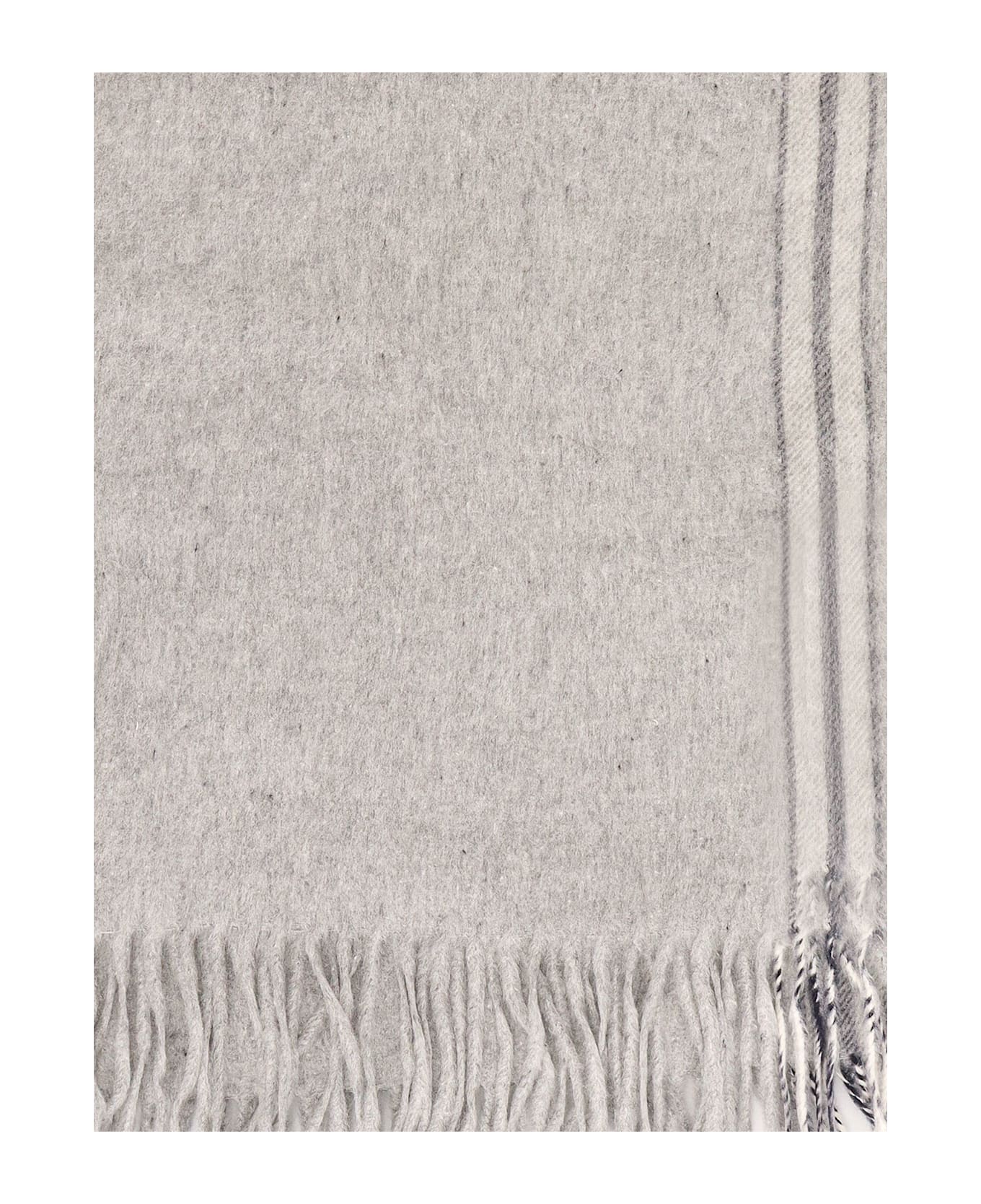 Brunello Cucinelli Silk Scarf - GRIGIO CHIARO NAVY