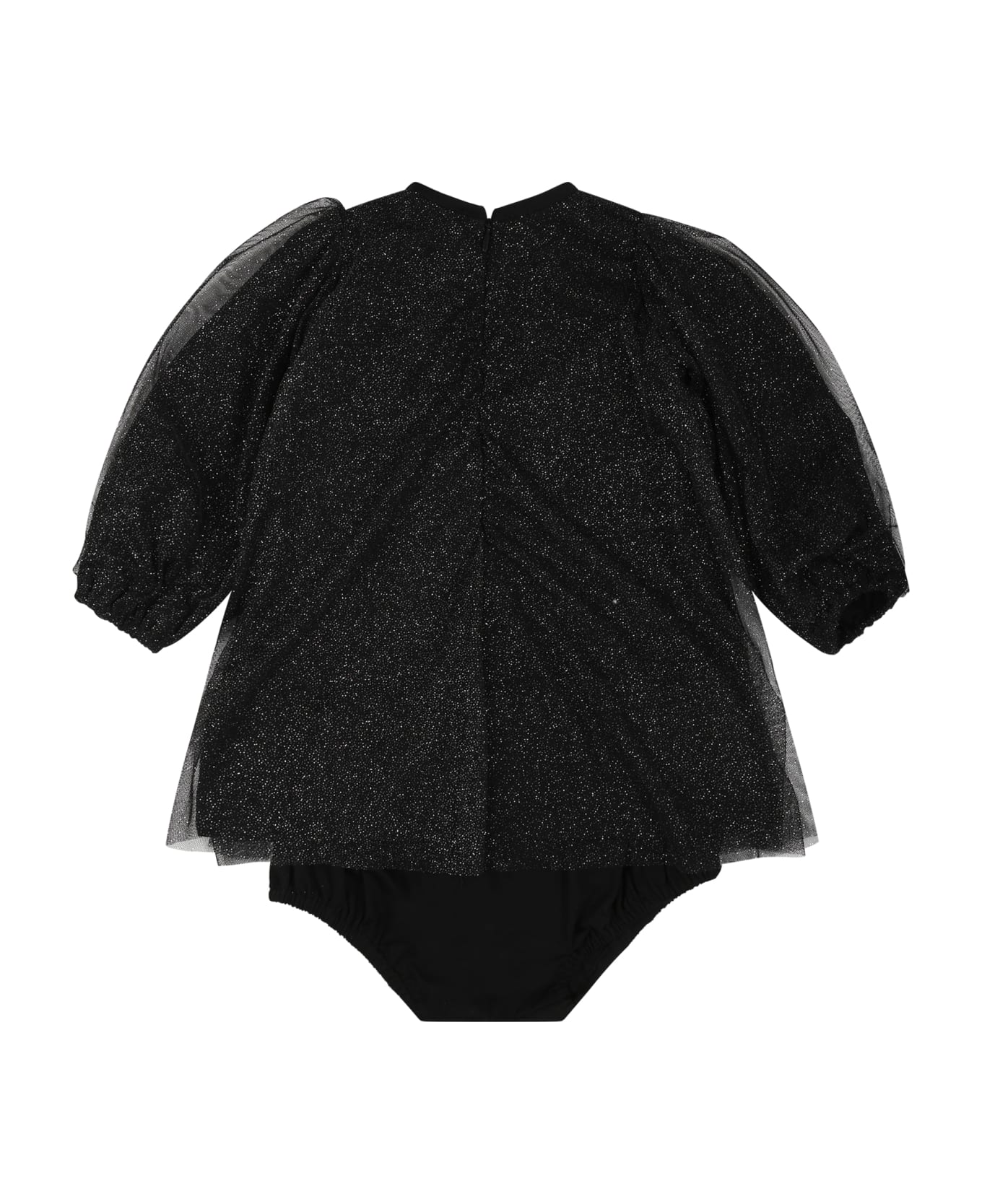 Balmain Black Dress For Baby Girl With Logo - Black