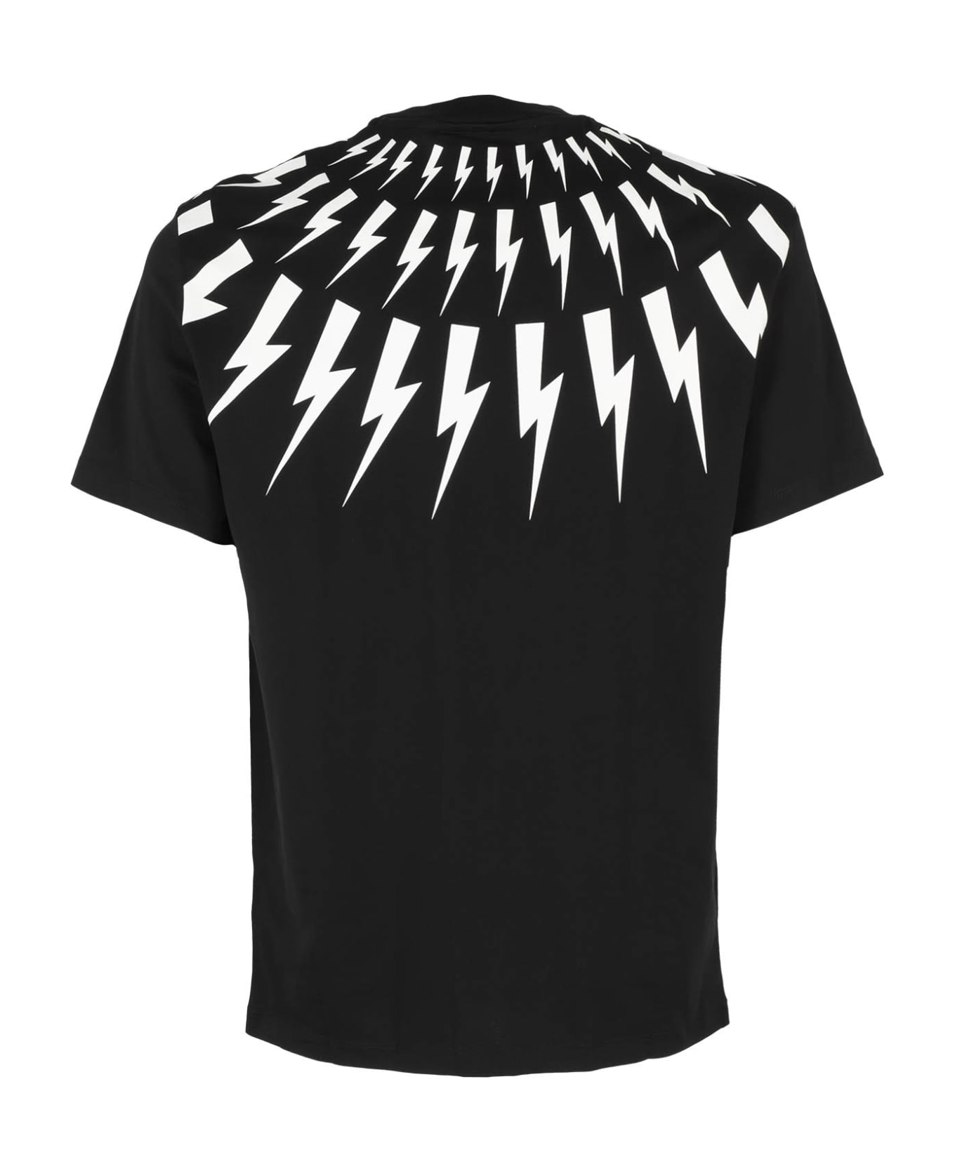 Neil Barrett Fairisle Thunderbolt Slim T-shirt - Black White シャツ