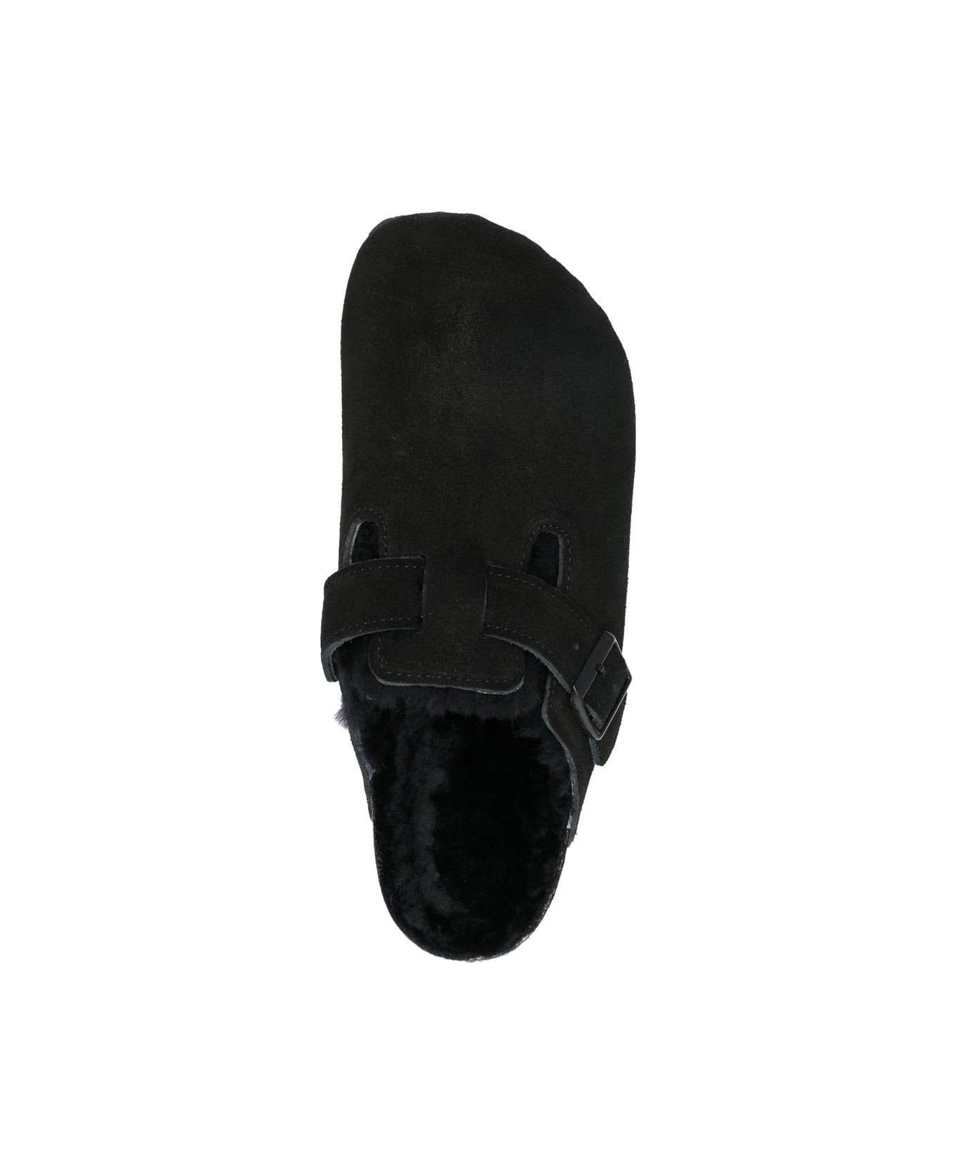 Birkenstock Boston Shearling Suede Slippers - Black