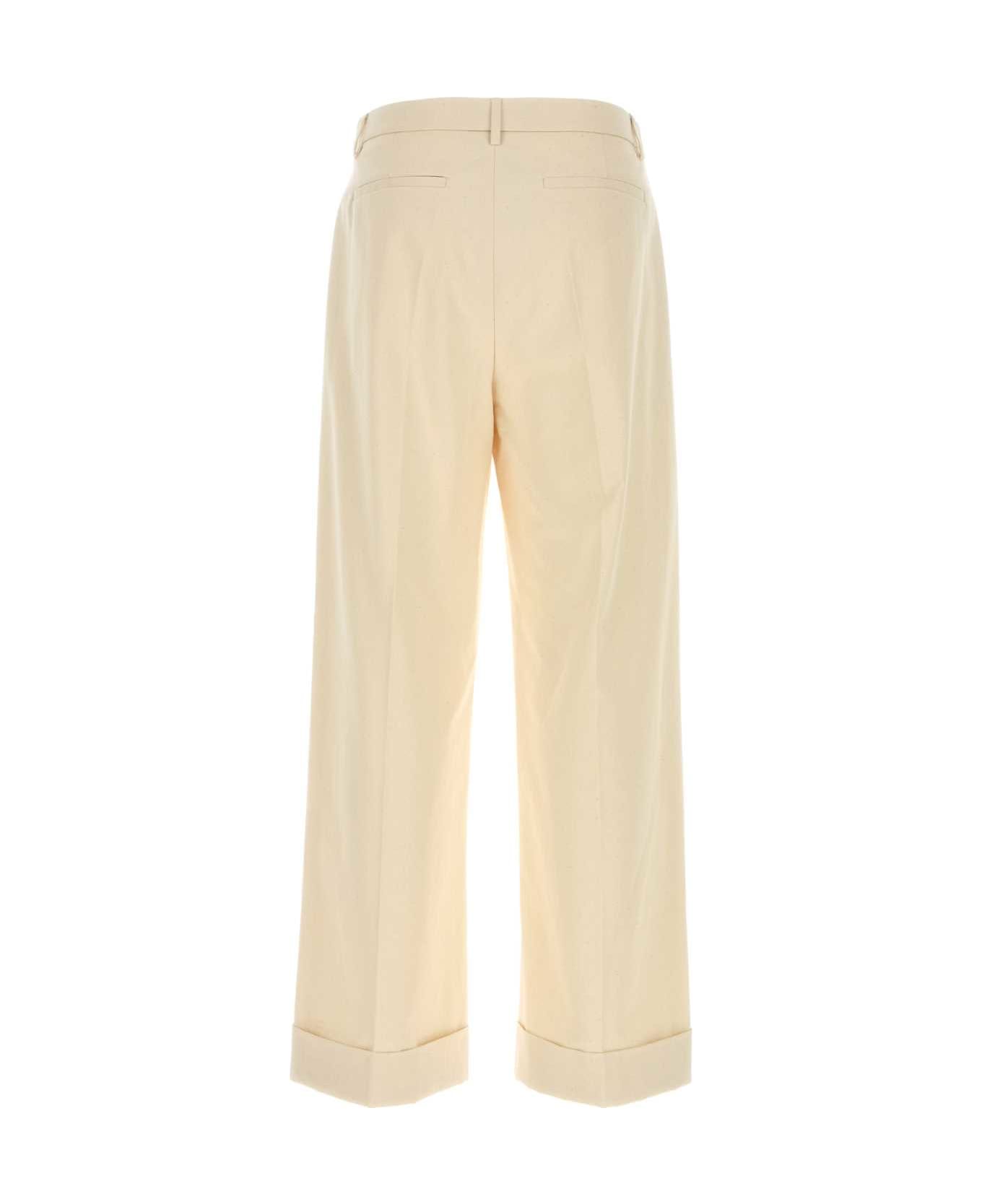 Valentino Garavani Melange Ivory Cotton Pant - SEASHELL