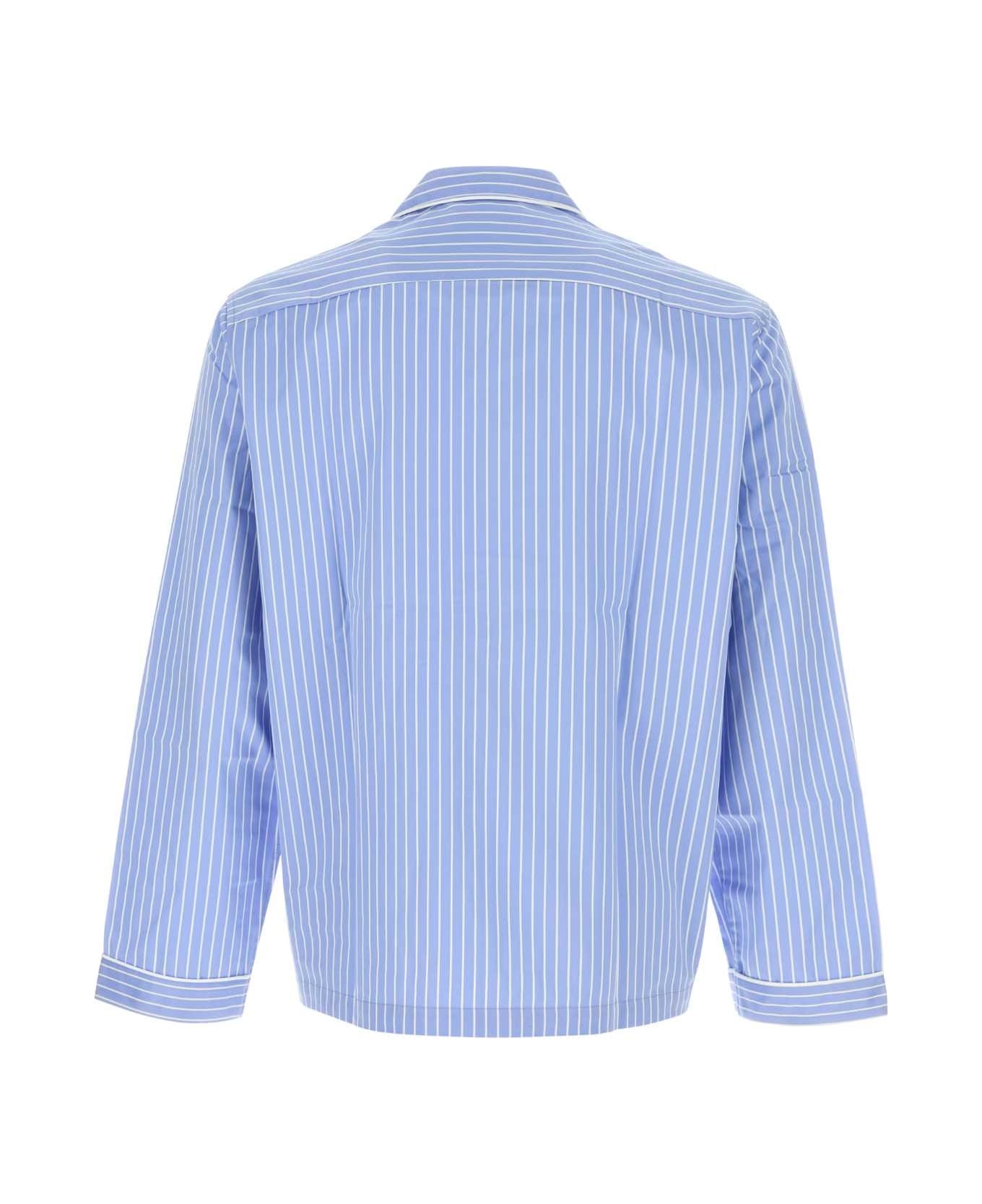 Tekla Embroidered Cotton Sateen Shirt - EVENINGBLUE