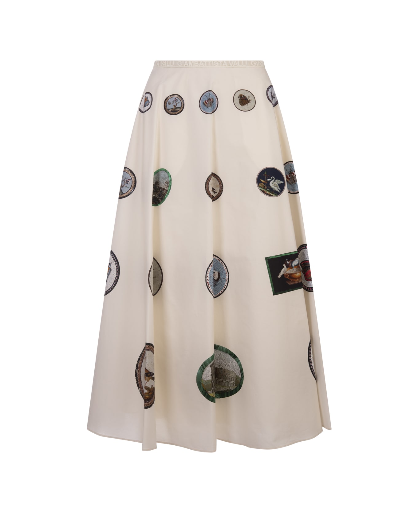 Giambattista Valli White Midi Skirt With Micromosaic Print - White スカート
