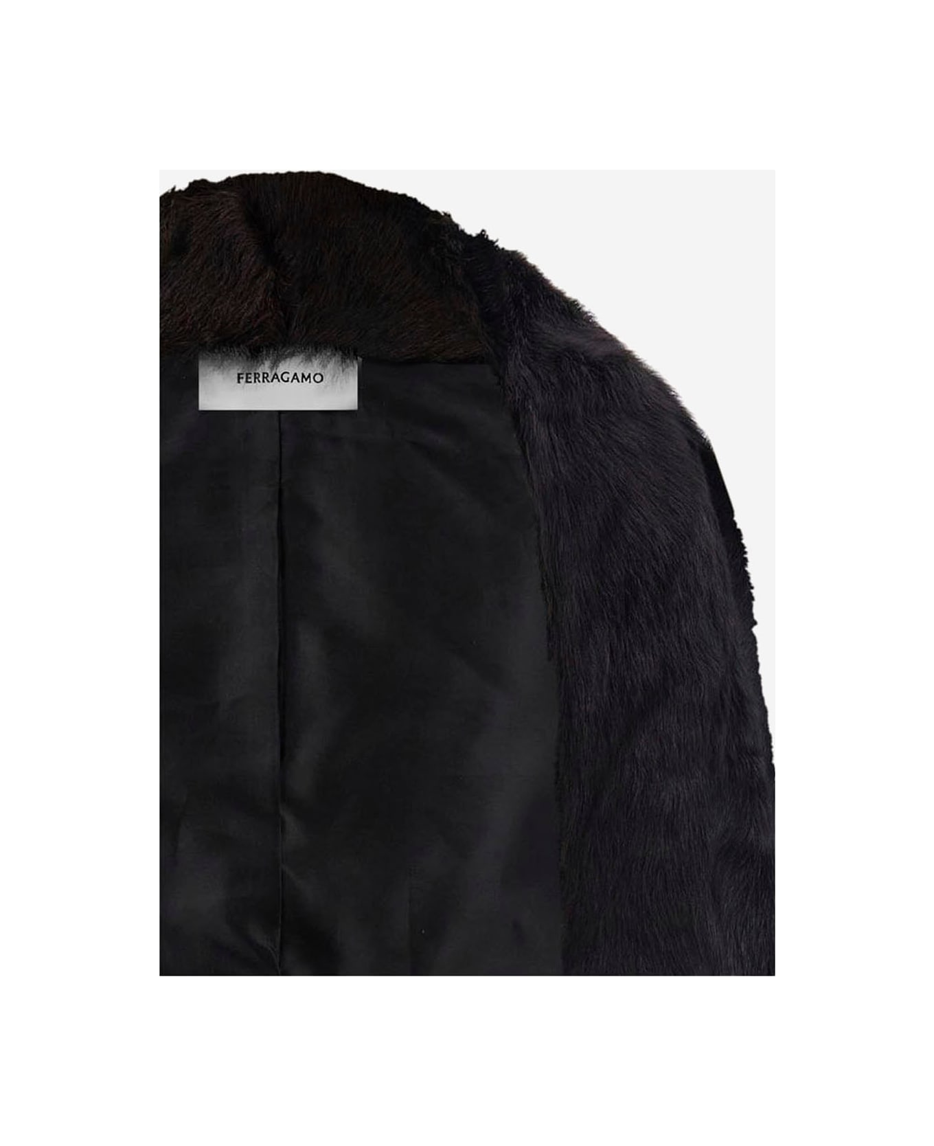Ferragamo Rayon Fake Fur Shoulder Wrap - Marrone scuro