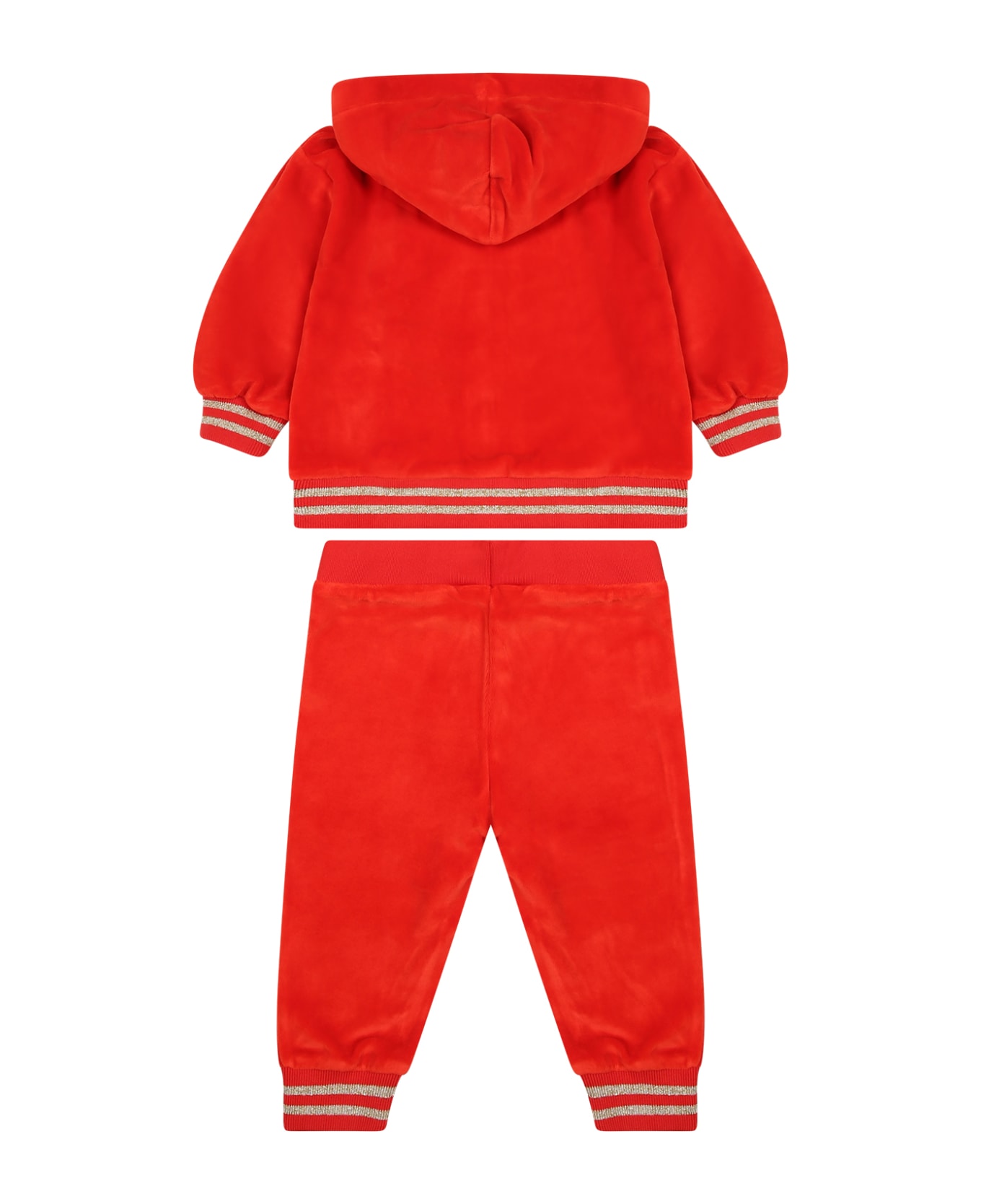 Moschino Red Suit For Baby Girl With Teddy Bear - Red