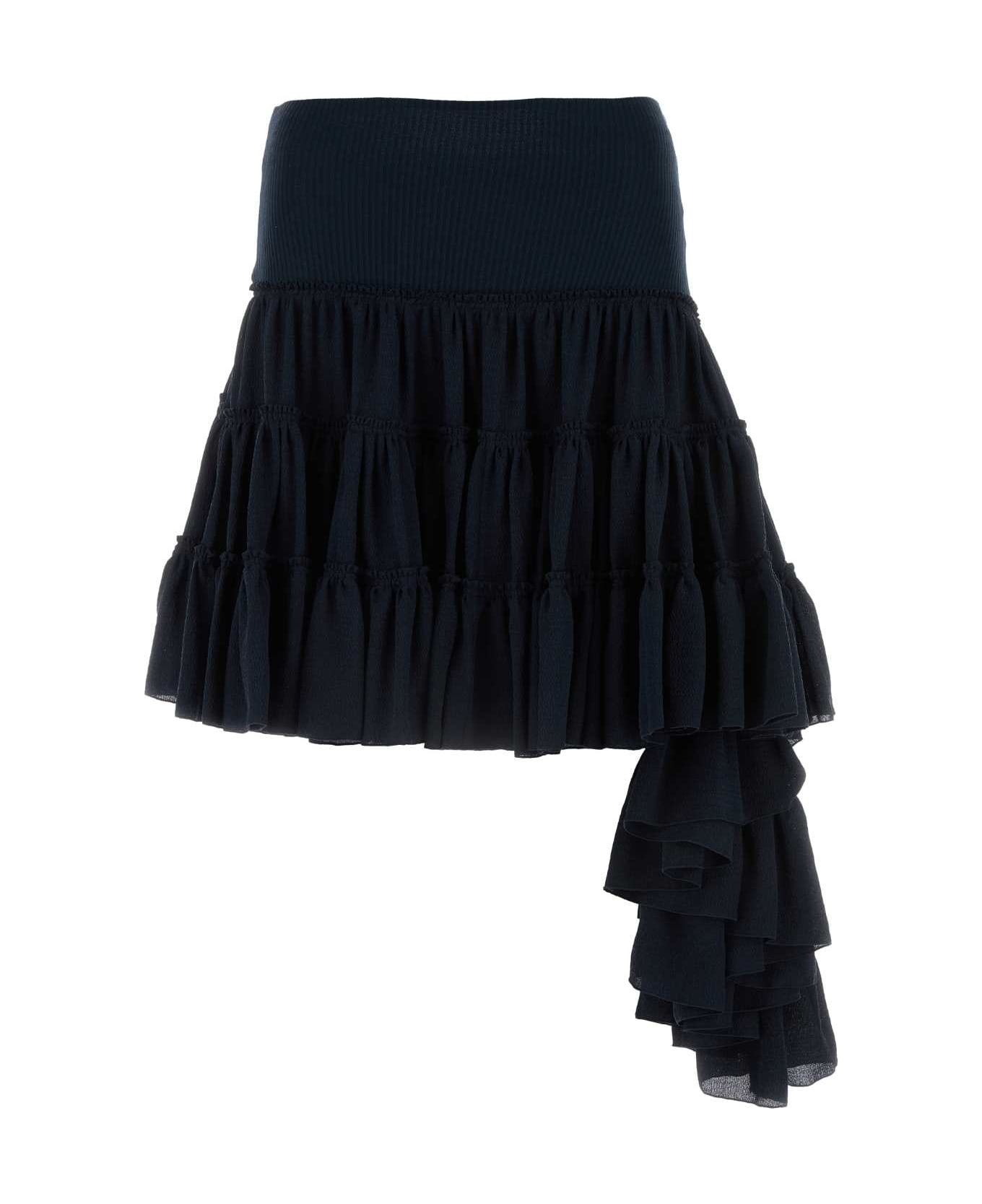 Loewe Midnight Blue Silk Mini Skirt - MIDNIGHTBLUE