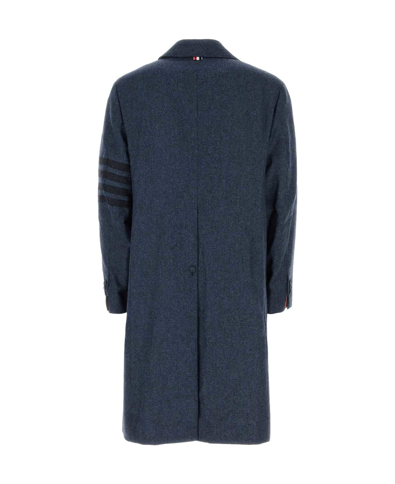 Thom Browne Blue Wool Coat - BLUE