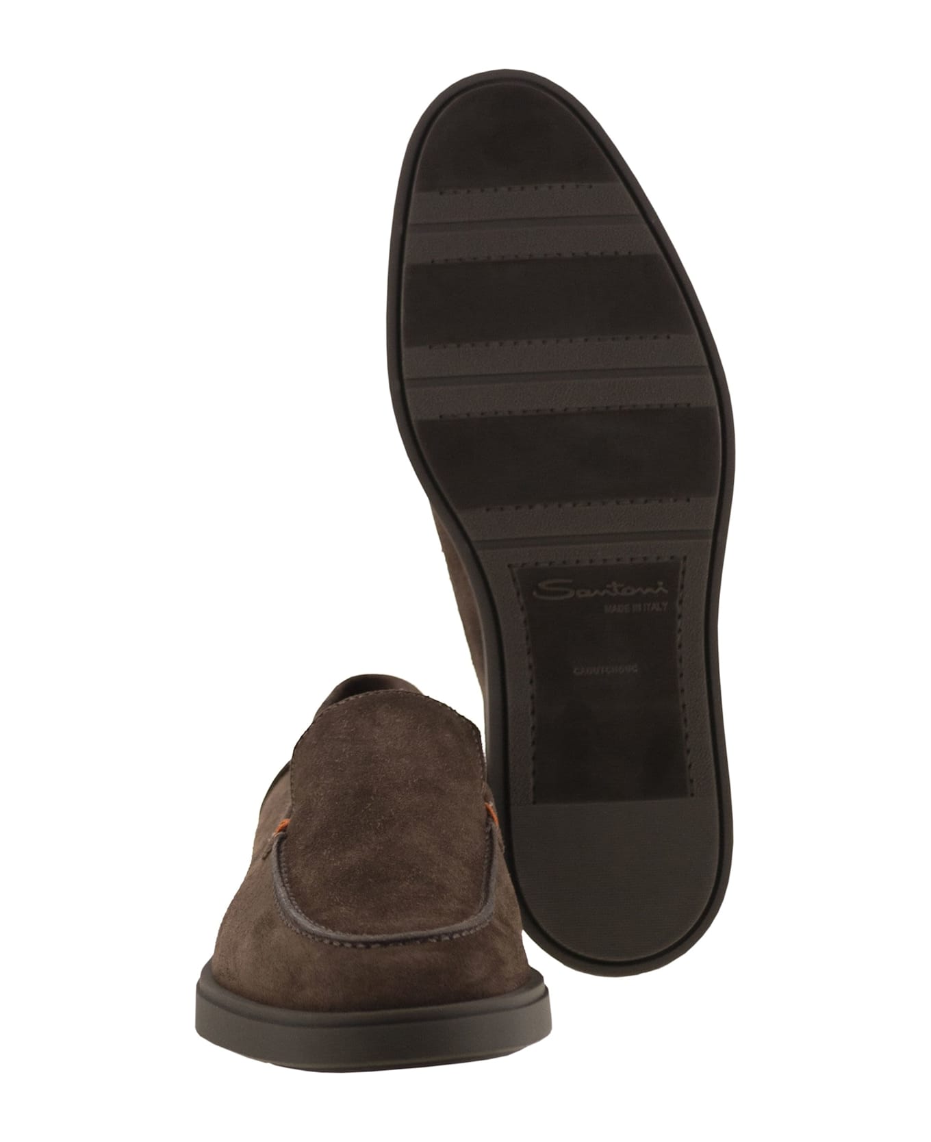 Santoni Suede Moccasin - Dark Brown