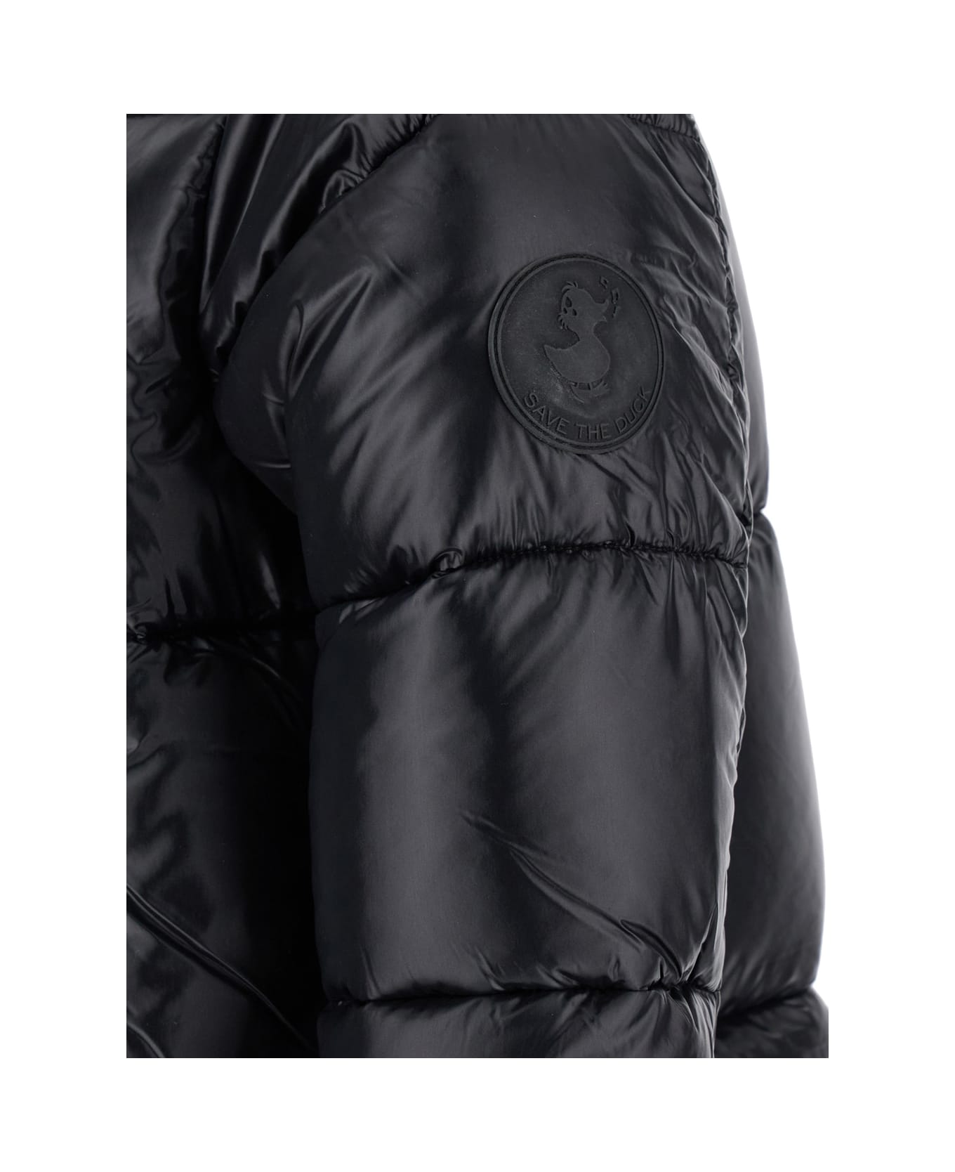 Save the Duck 'isabel' Black Oversized Down Jacket With Hood In Nylon Woman - Black