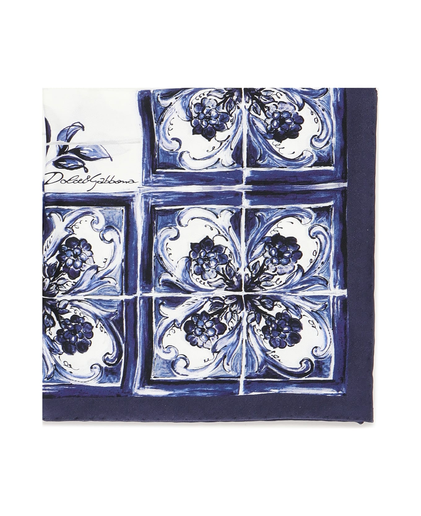 Dolce 
Gabbana Majolica Print Twill Scarf - Blue