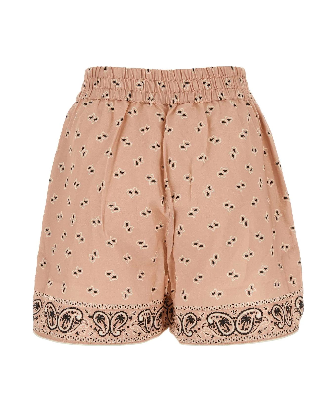Palm Angels Printed Linen Blend Shorts - Pink/black ショートパンツ