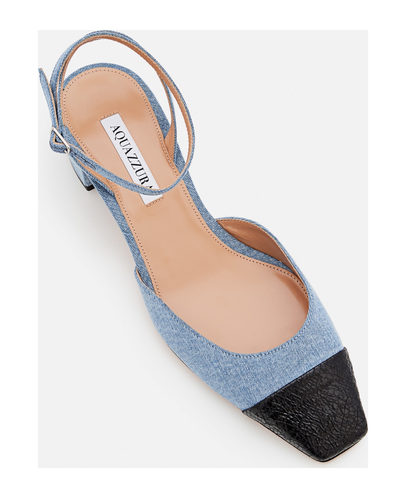 Aquazzura Slingback Denim Sandal - Clear Blue