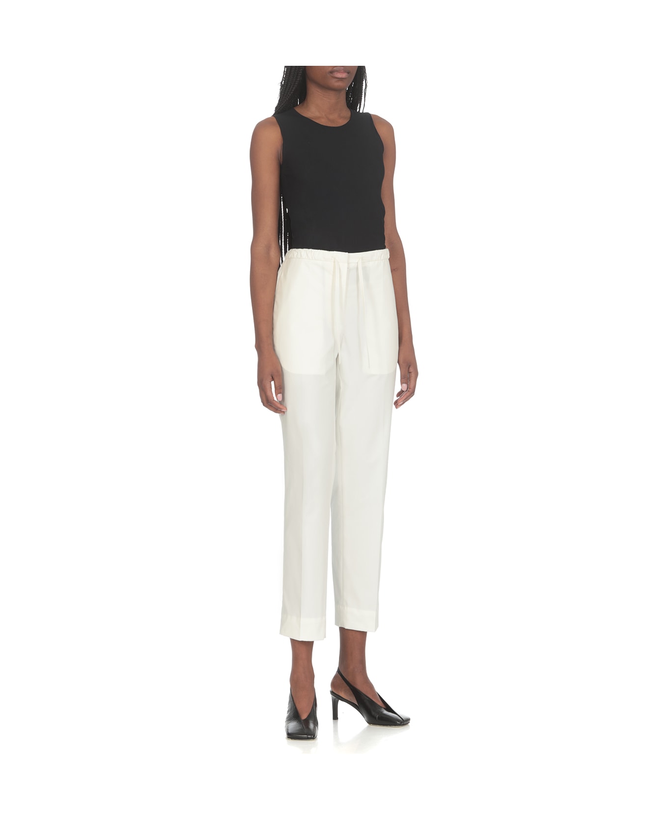 Jil Sander Cropped Cotton Trousers - Ivory ボトムス