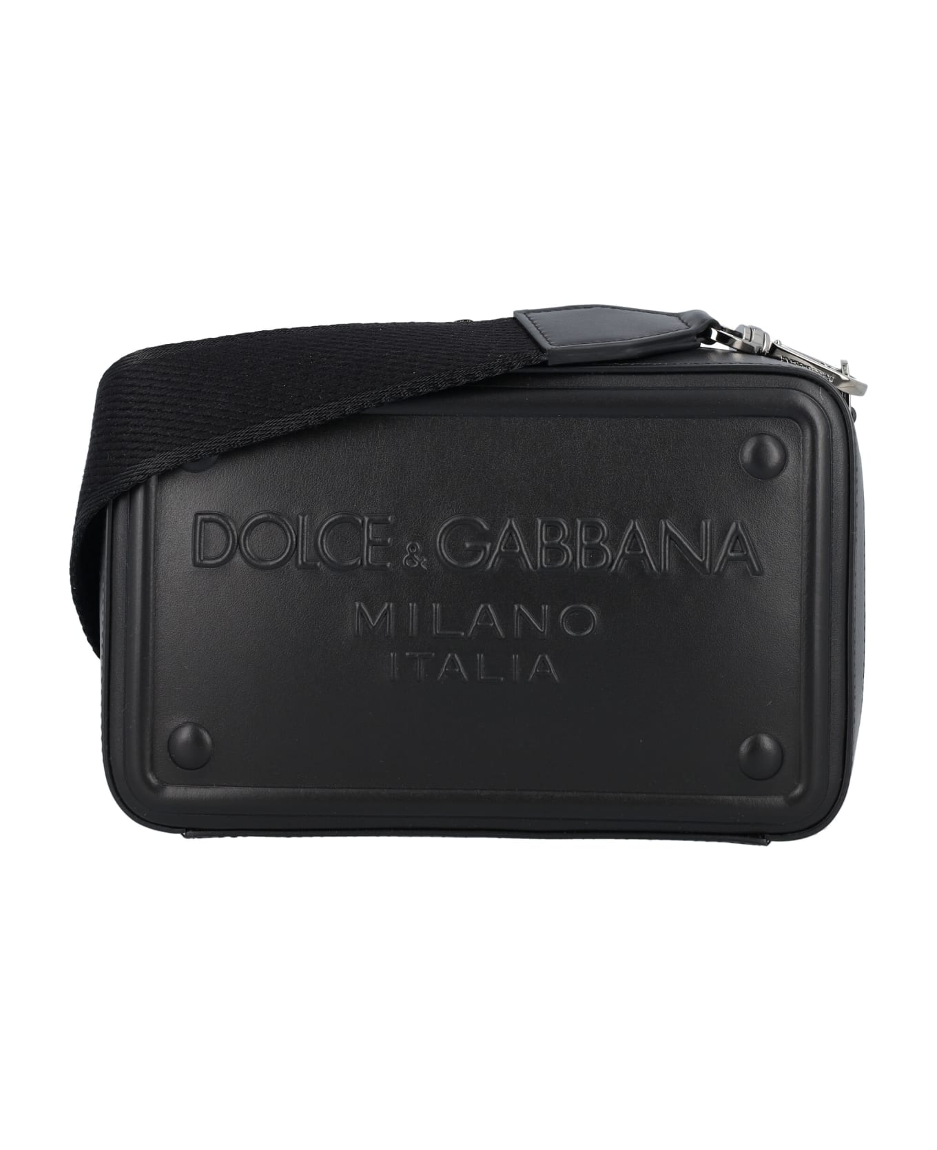Dolce & Gabbana Embossed Logo Cross-body Bag - BLACK