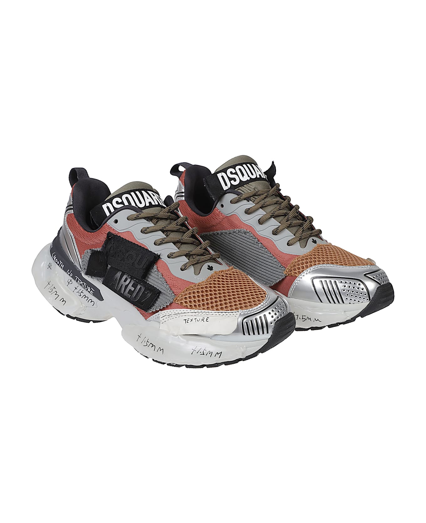 Dsquared2 Faster Lace-up Low Top Sneakers - Beige/verde Militare/ruggine/silver