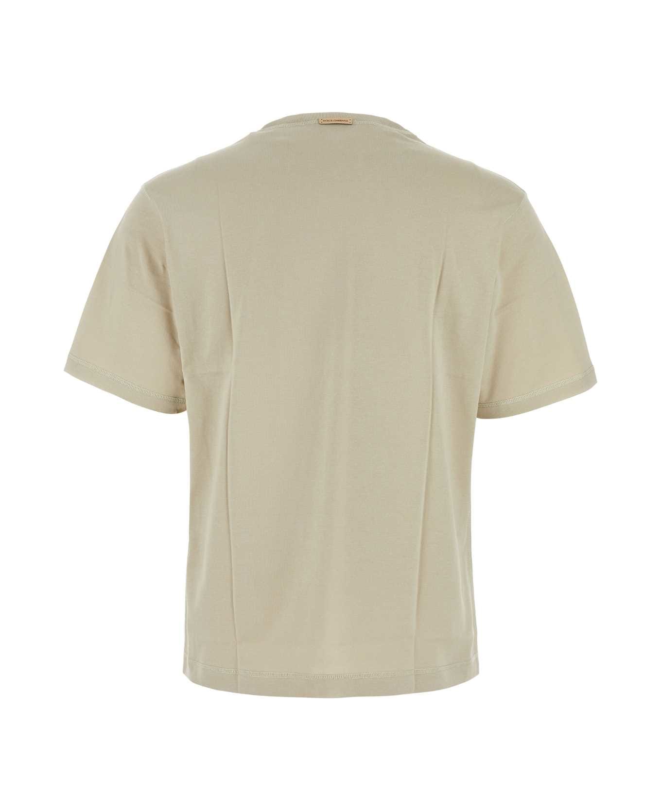 Dolce & Gabbana Beige Cotton T-shirt - PERGAMENAMEDIO