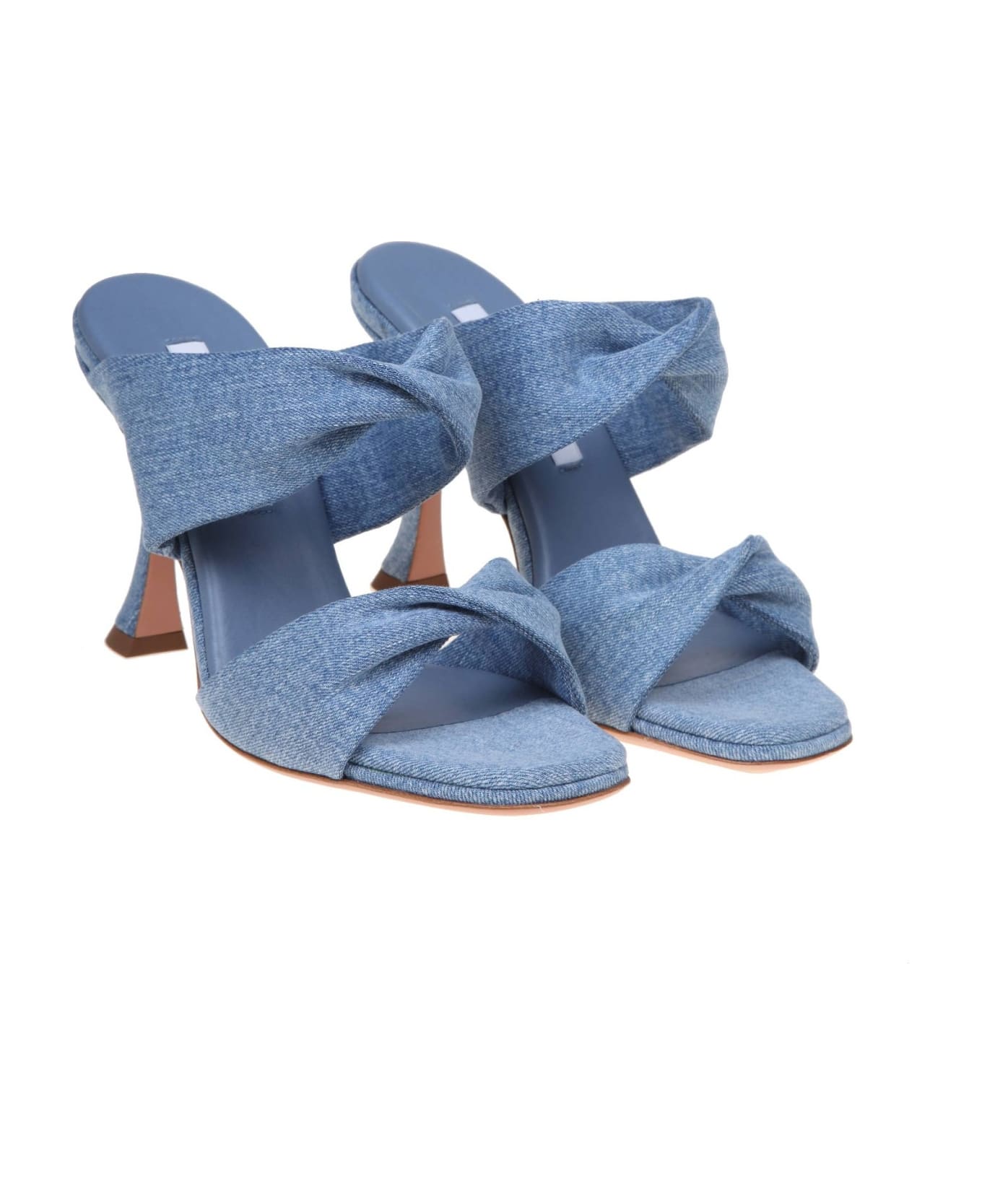 Aquazzura Twist 95 Sandal In Denim Fabric - Light blue サンダル