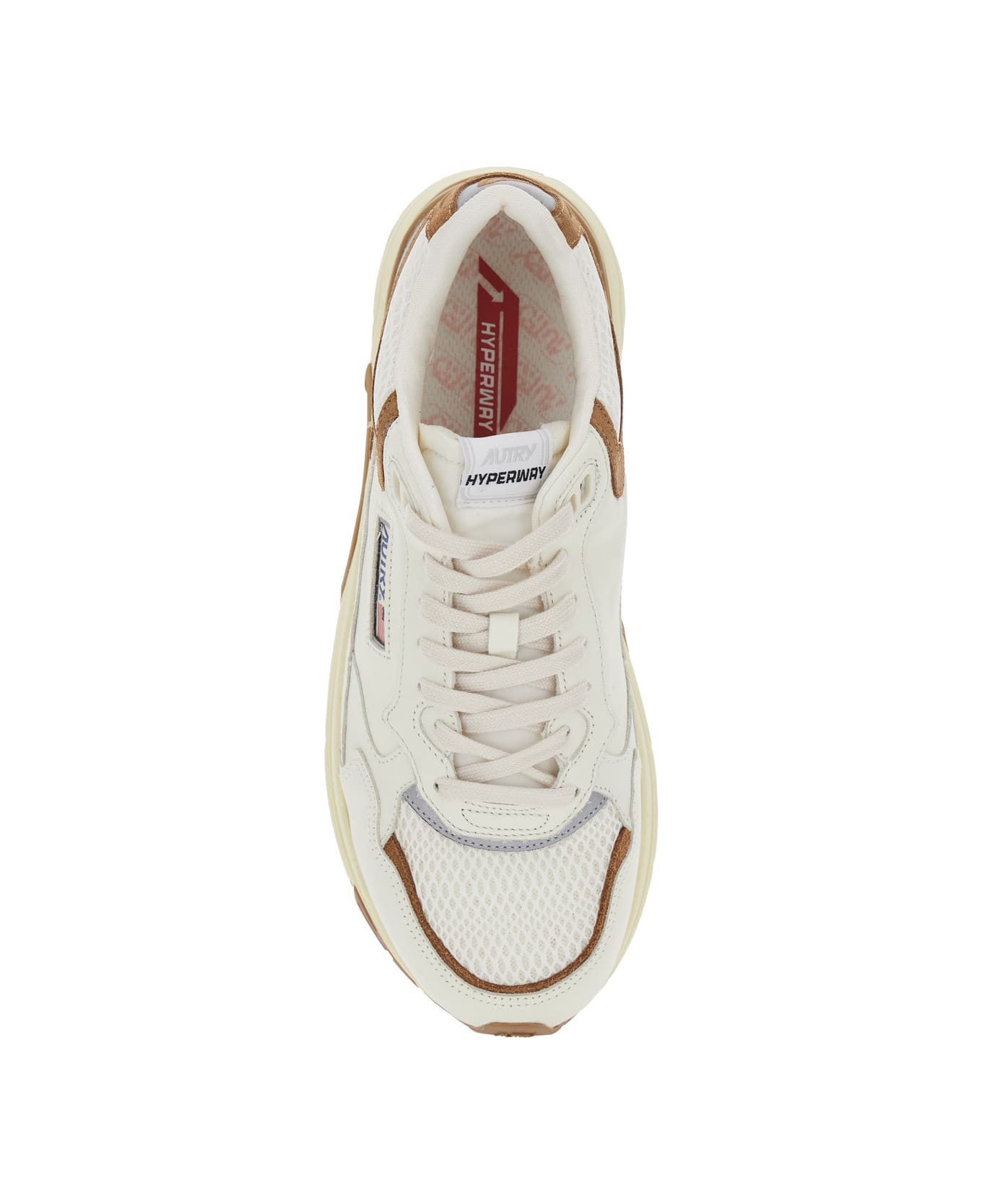 Autry 'hyperway' Beige Low Top Sneakers With Logo Patch On Tongue And Side In Tech Fabric Man - Beige