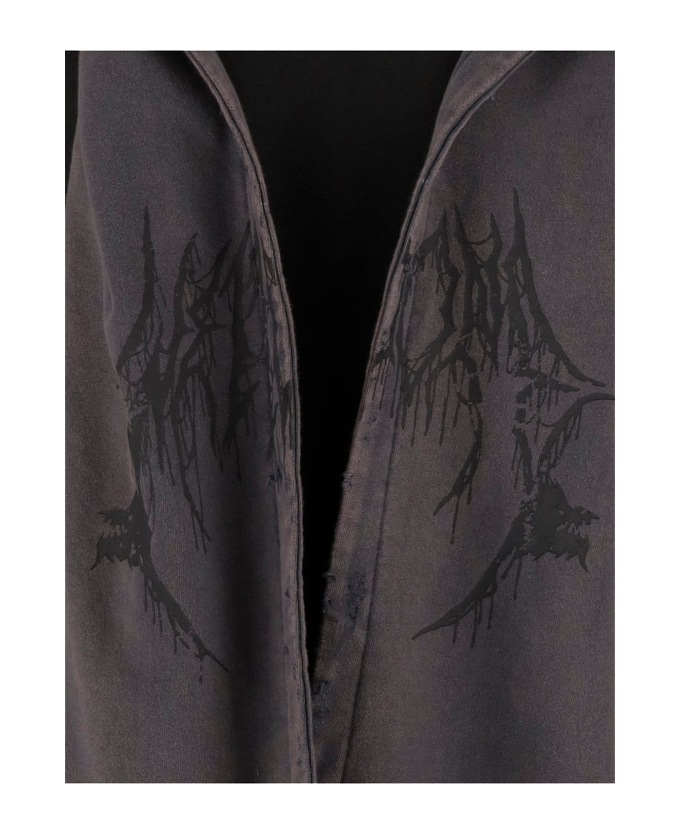 WE11 DONE Cotton Distressed Muffler Sweatshirt - Black