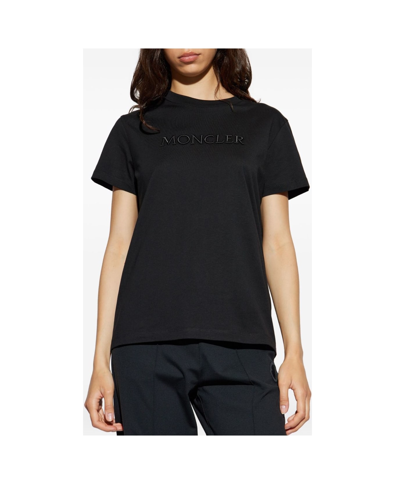 Moncler Logo Cotton T-shirt - Black