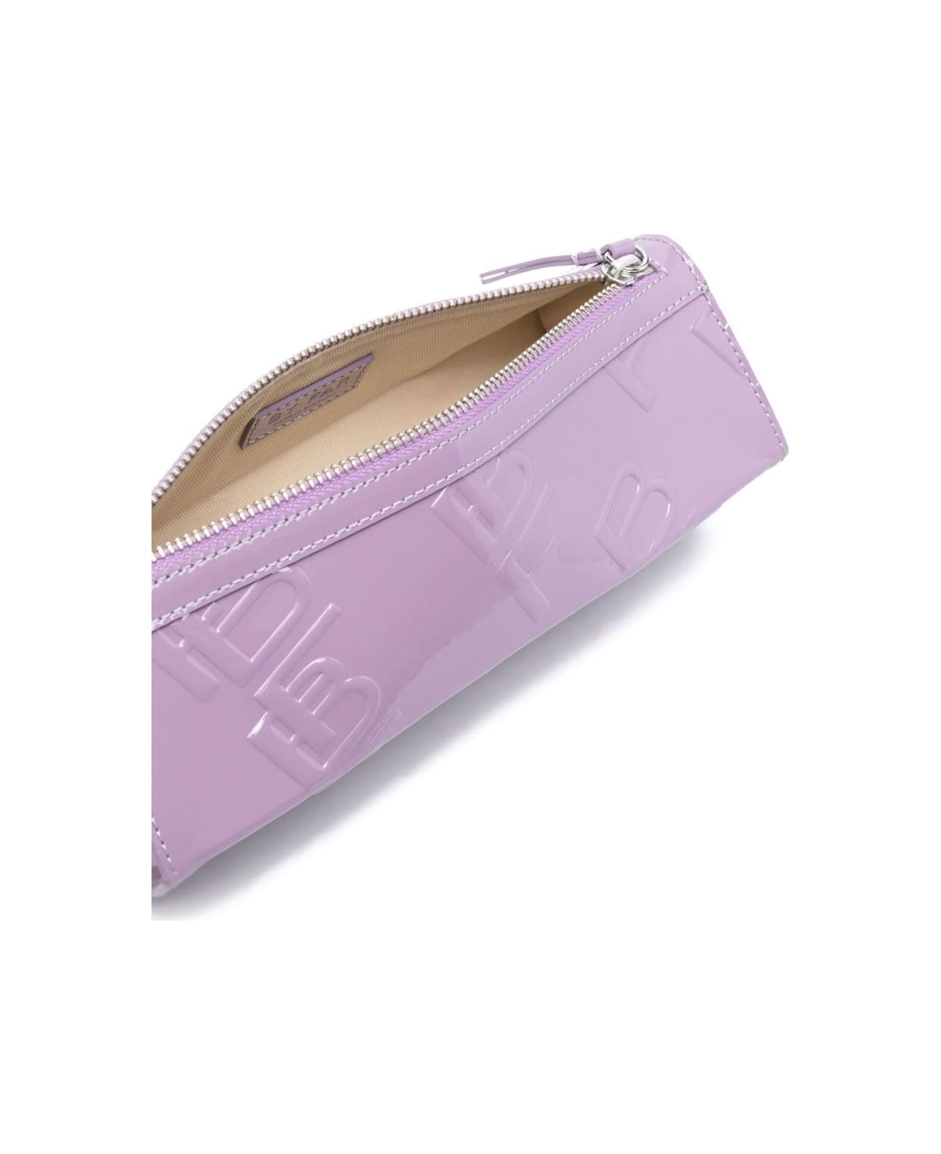 BY FAR Karo Lilac Patent Shoulder Bag With Embossed Logo All-over In Leather Woman - Violet