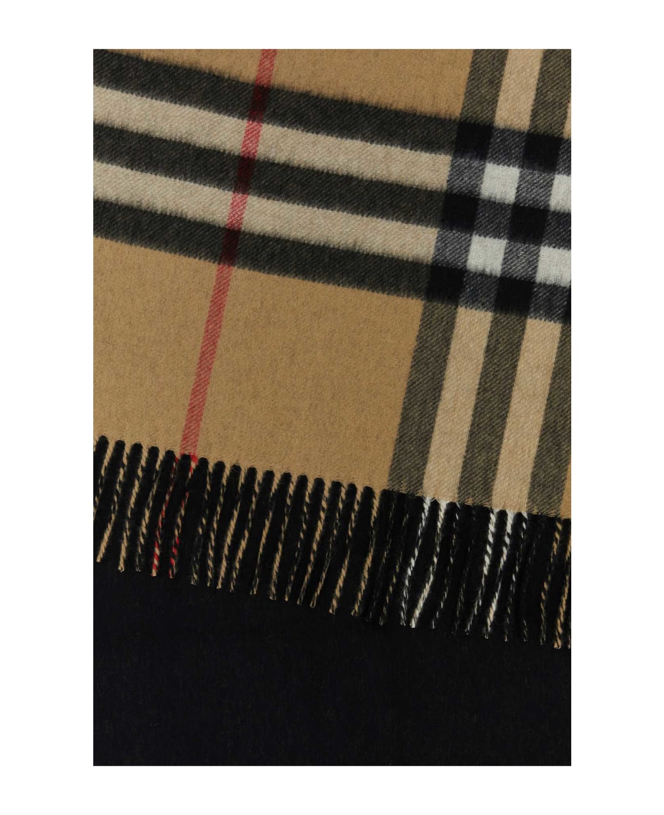 Burberry Embroidered Cashmere Scarf - BLACK