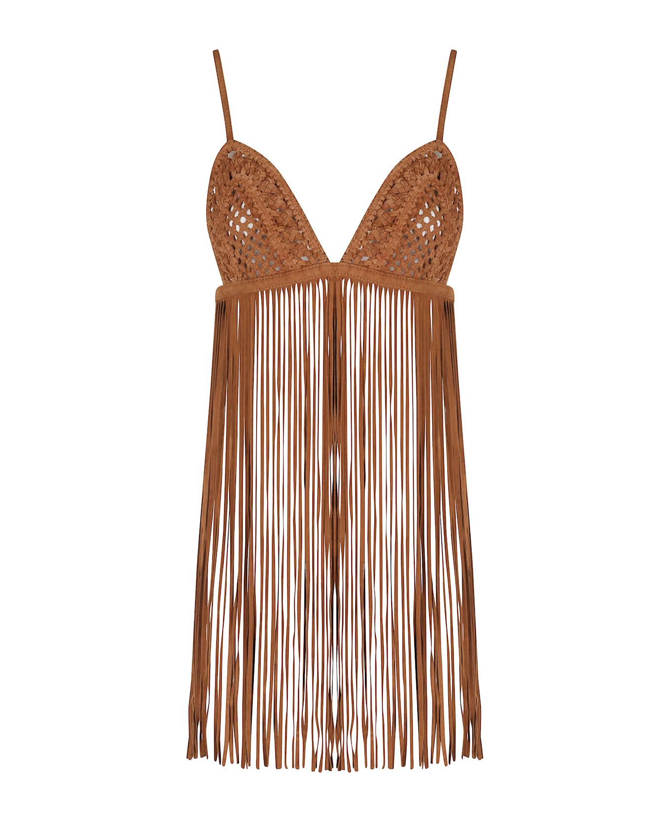 retrofete Jacinta Suede Fringe Bra - Cognac Cognc