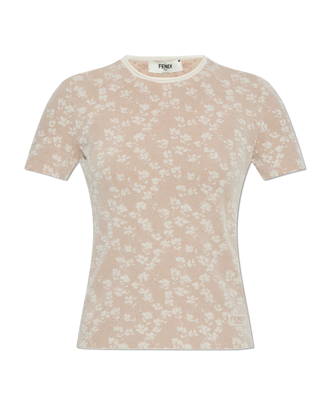 Fendi T-shirt With Floral Motif - TOFFEE-25