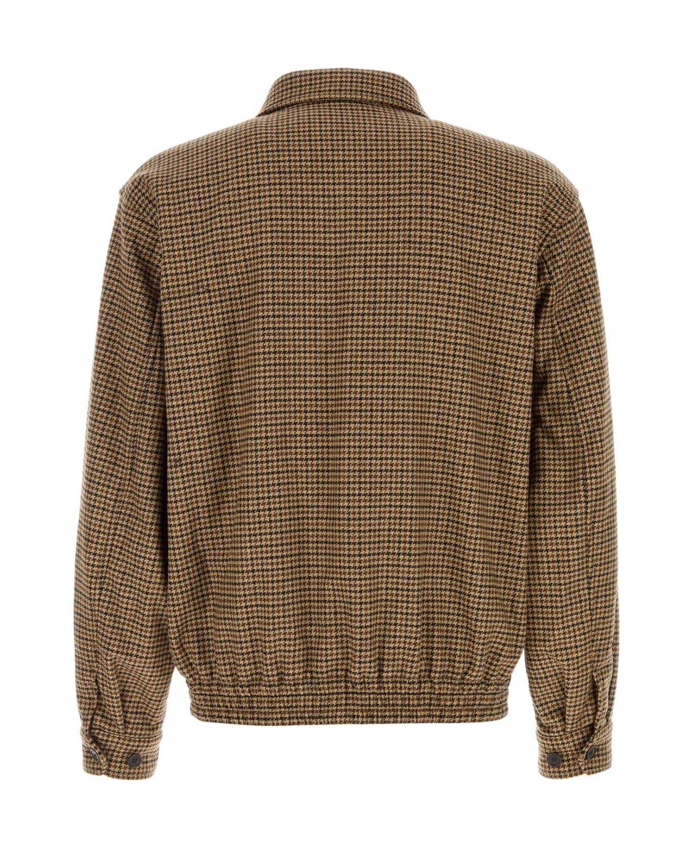 Saint Laurent Embroidered Wool Blend Bomber Jacket - BEIGEMARRONNOIR