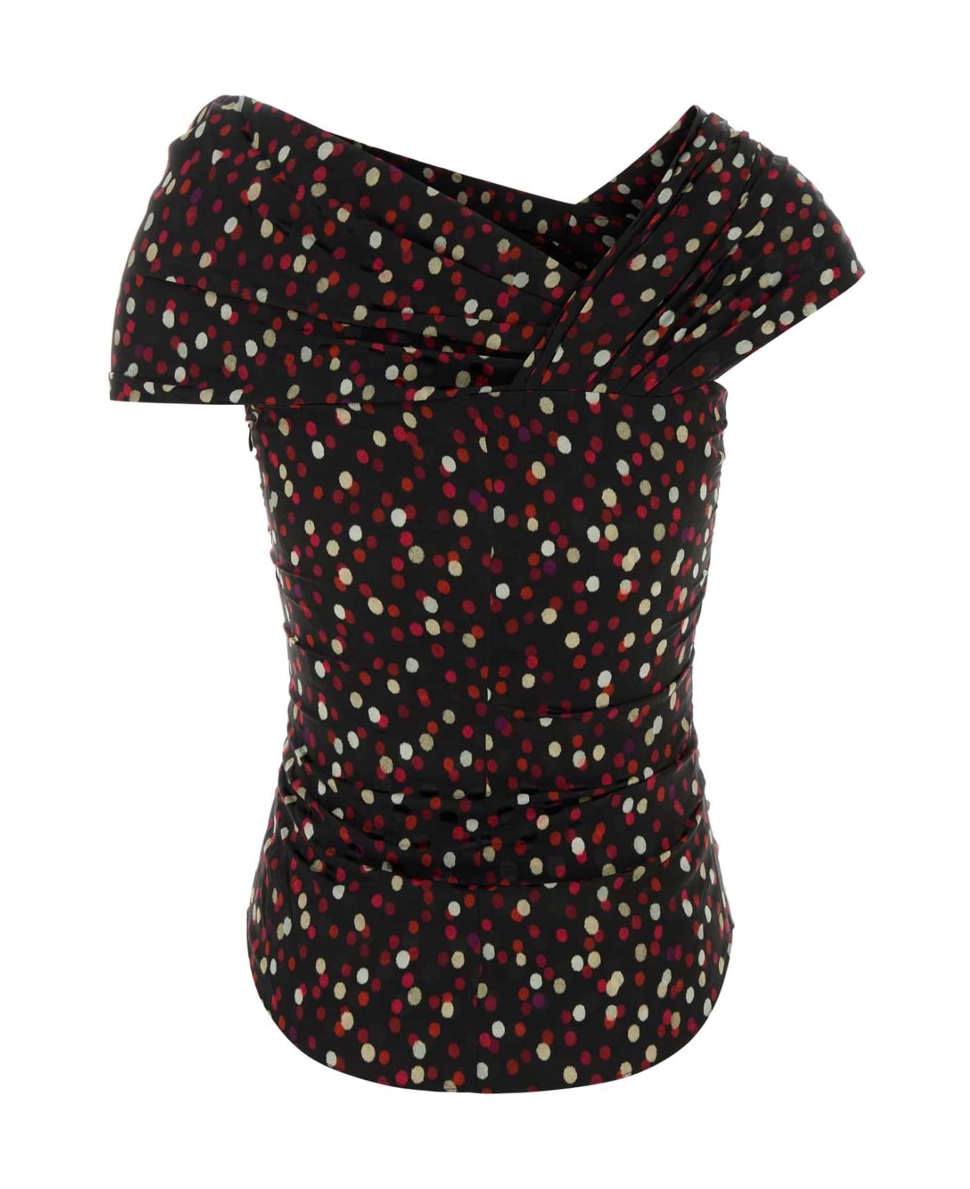 Isabel Marant Printed Stretch Silk Esen Top - BLACKRED