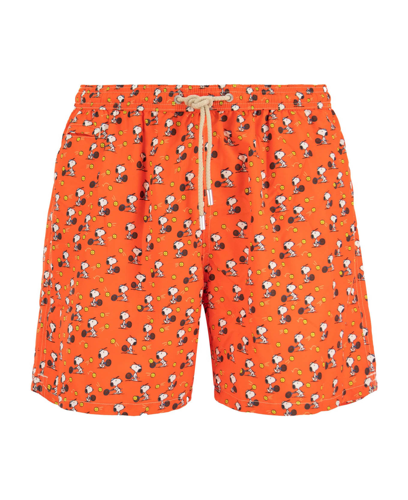 MC2 Saint Barth Lightweight Fabric Swim Boxer Shorts With Print - Orange