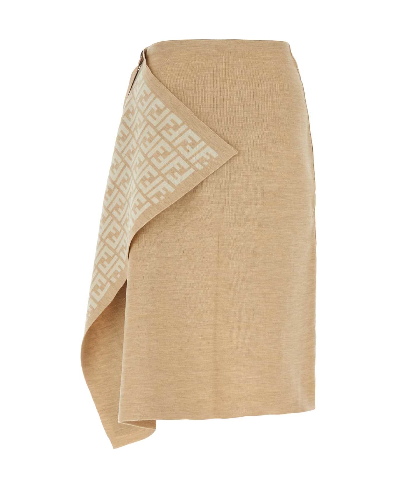 Fendi Camel Wool Blend Skirt - BUFF