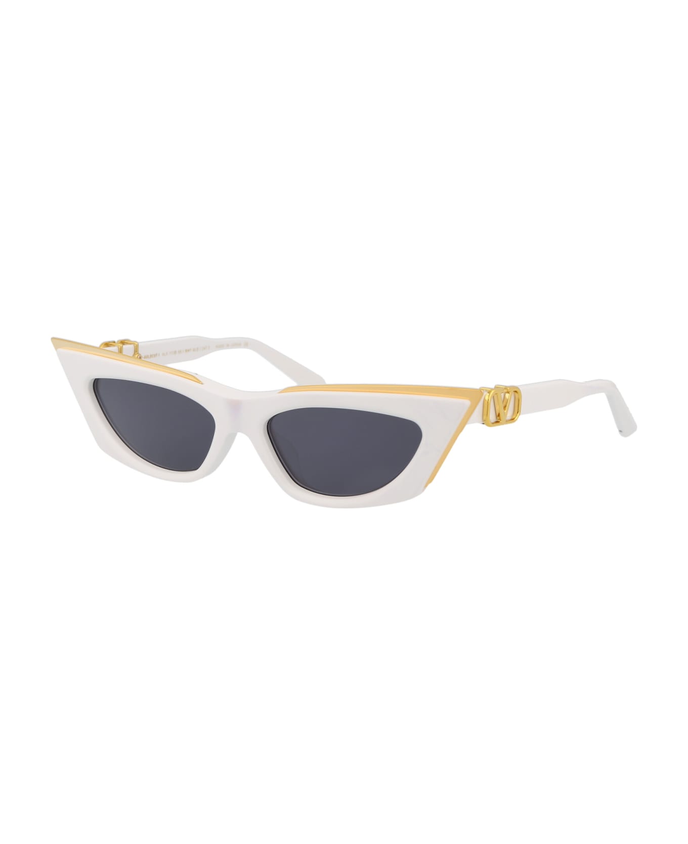 Valentino Eyewear V - Goldcut - I Sunglasses - White - Yellow Gold w/Dark Grey