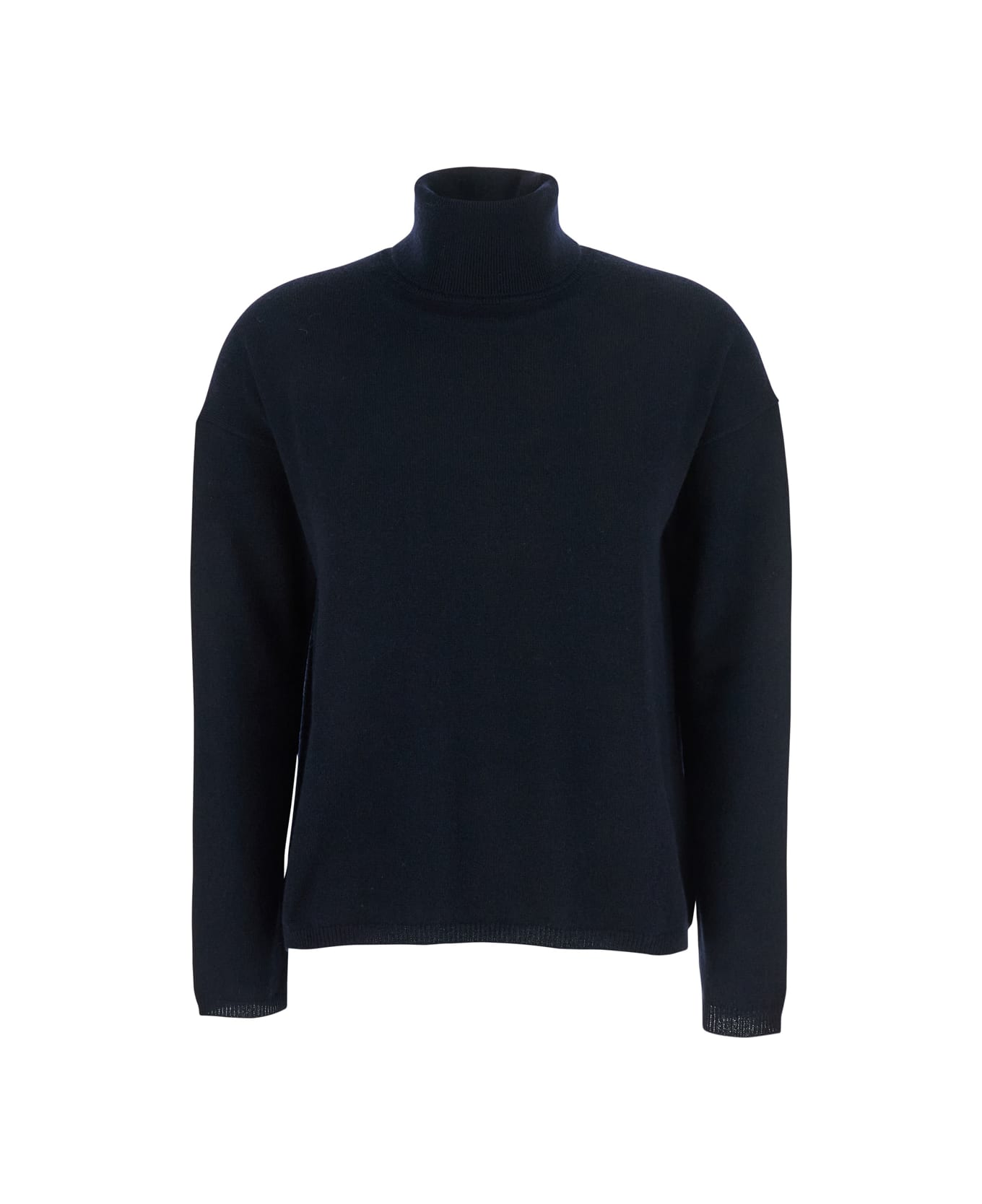 Allude Blue High Neck Sweater With Dropped Shoulders In Cashmere Woman - Blu