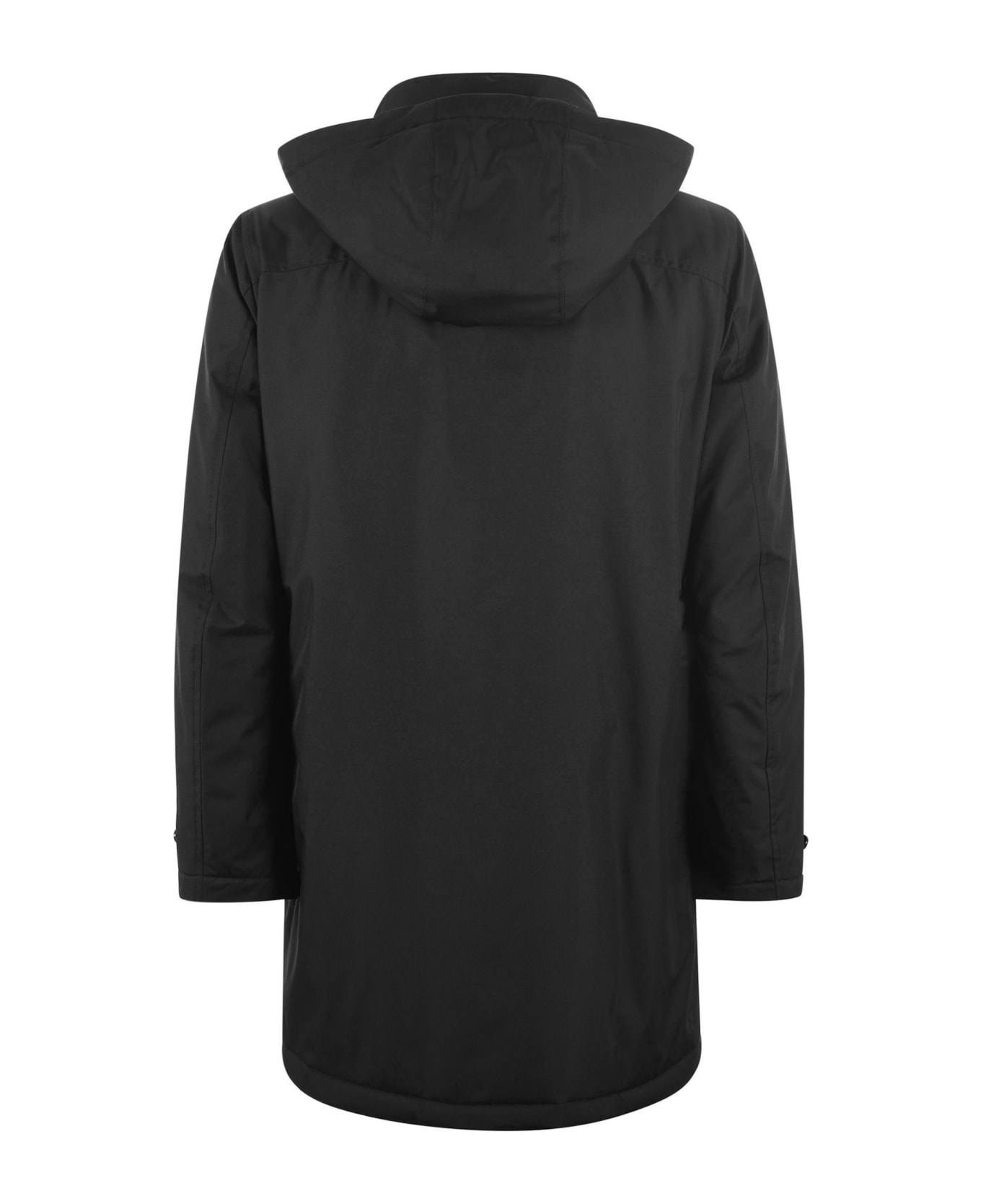 Fay Black Technical Gabardine Raincoat - Black
