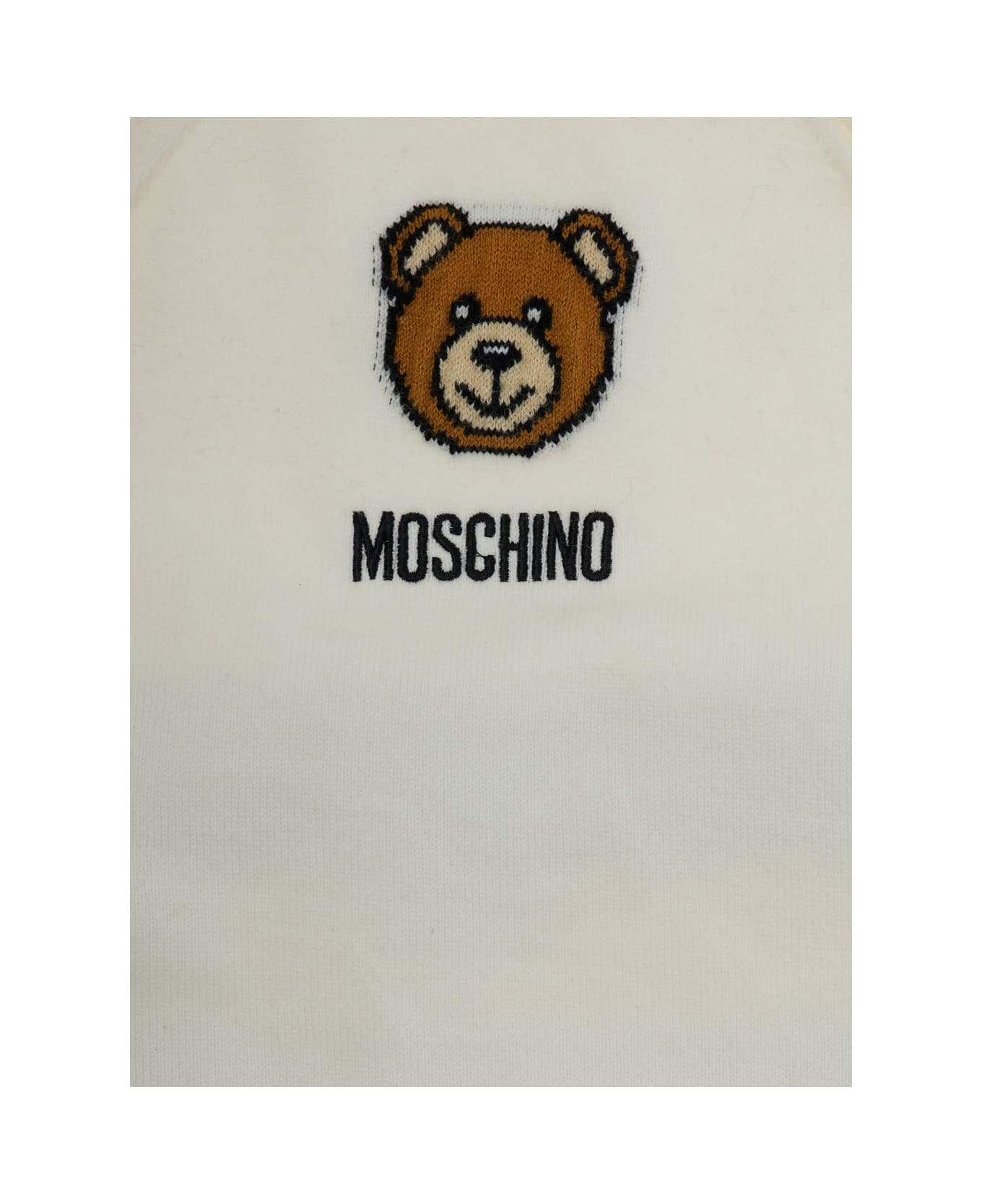 Moschino White And Brown Three-pieces Set With Teddy Bear Print In Cotton And Wool Blend Baby - Multicolor