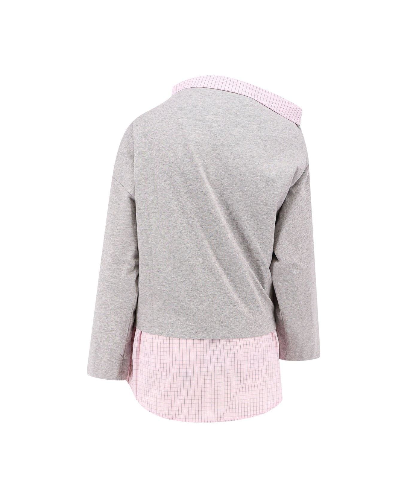 Dries Van Noten Layered Asymmetric Neck Top - GREY