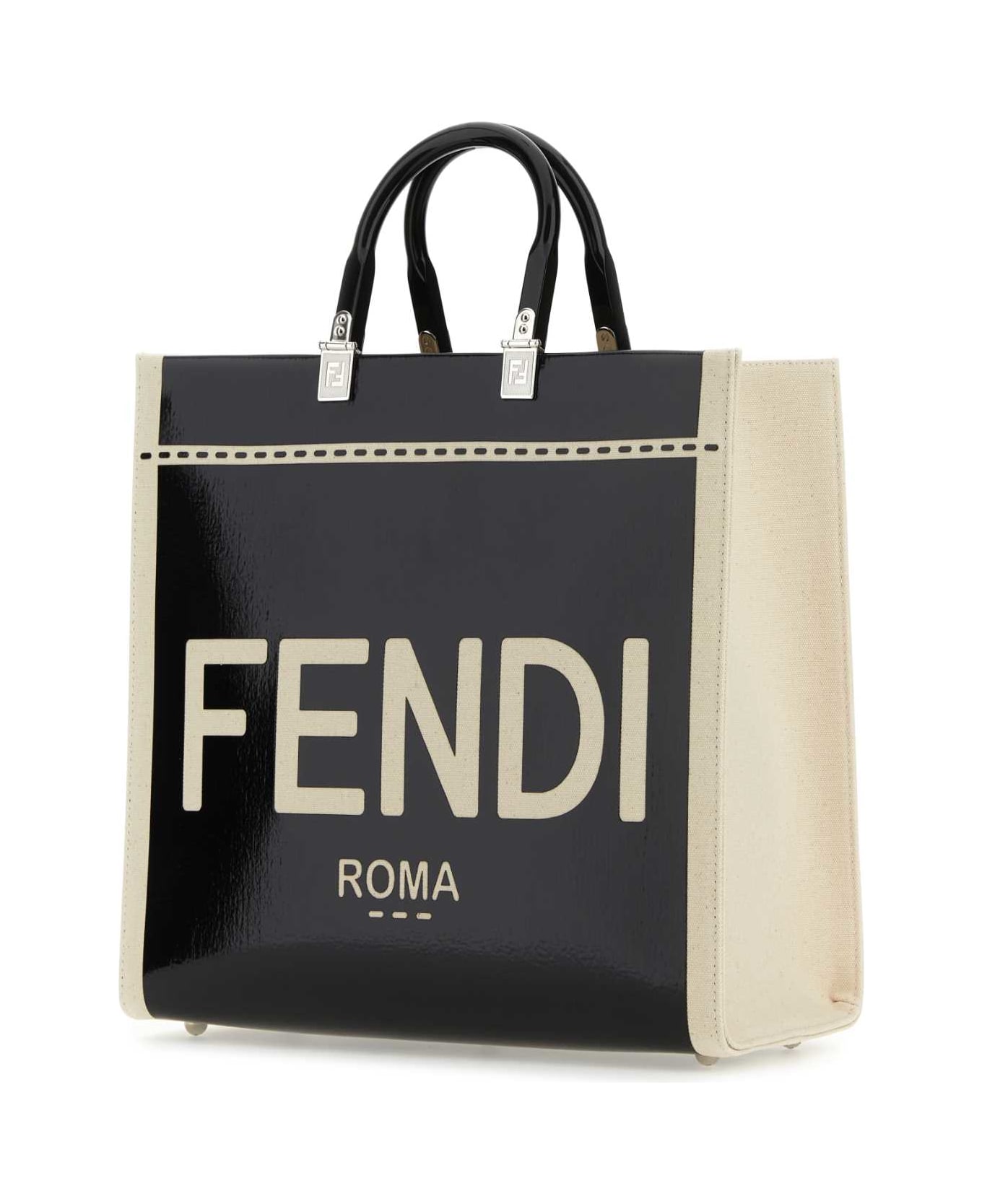 Fendi Two-tone Canvas Medium Sunshine Shopping Bag - BLACK トートバッグ