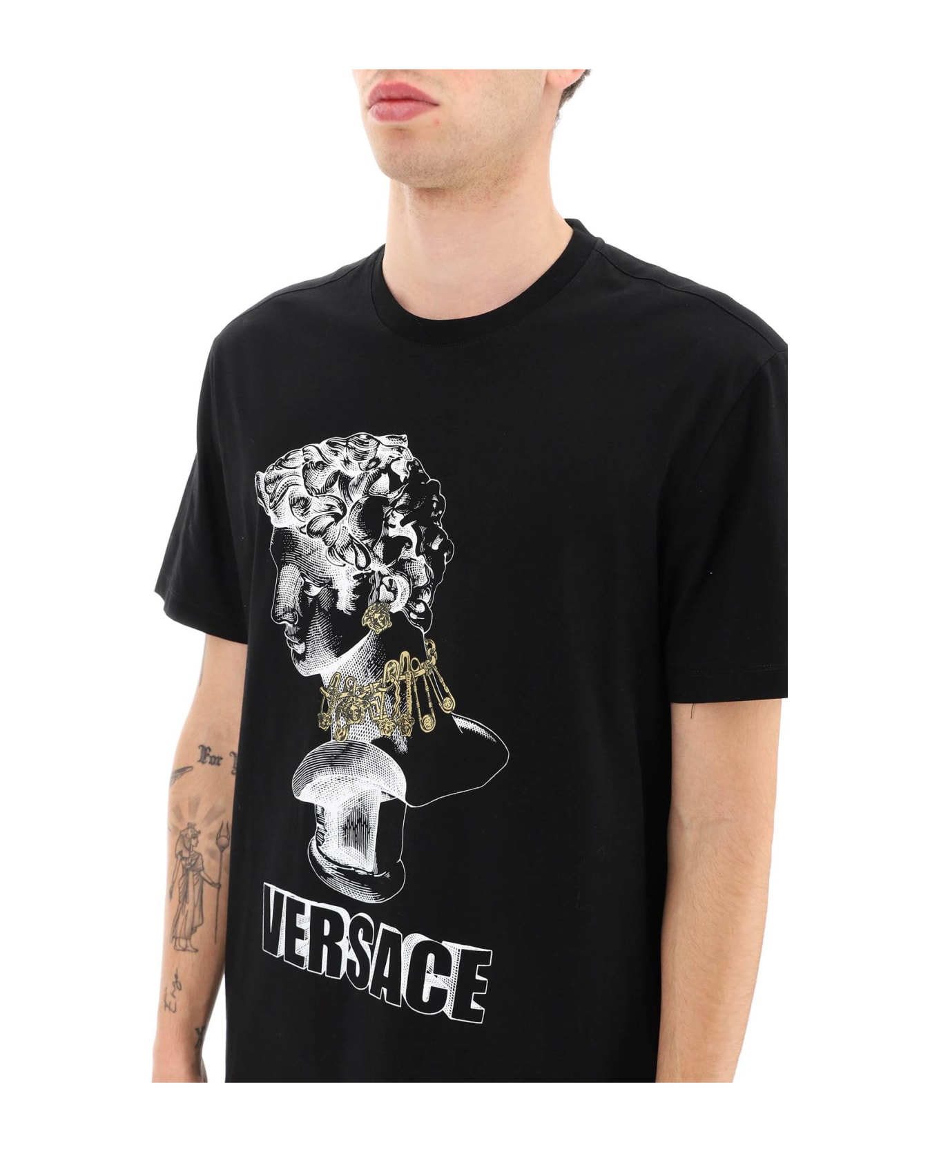 Versace Printed Cotton T-shirt - black シャツ