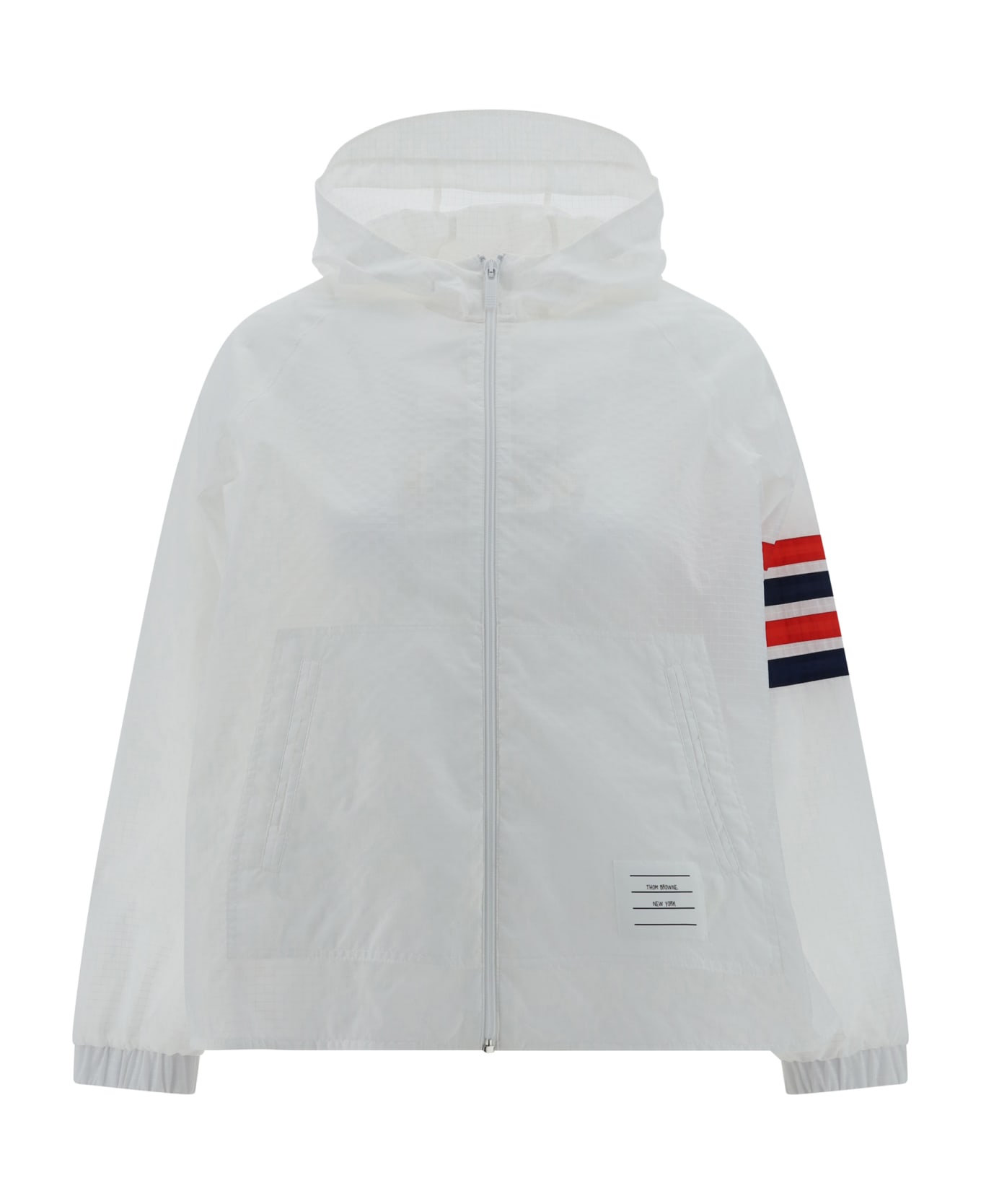 Thom Browne 4-bar Stripe Detailed Hooded Jacket - White ジャケット