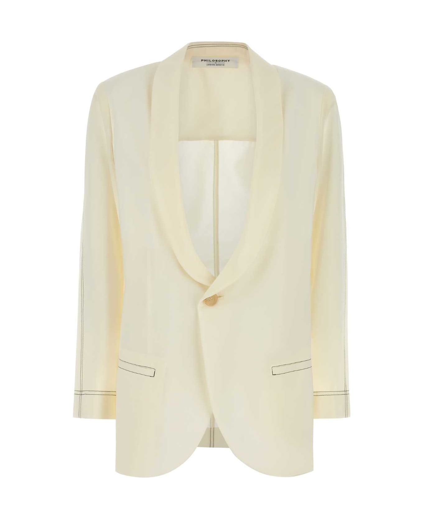 Philosophy di Lorenzo Serafini Ivory Polyester Blend Blazer - FANTASIABIANCO