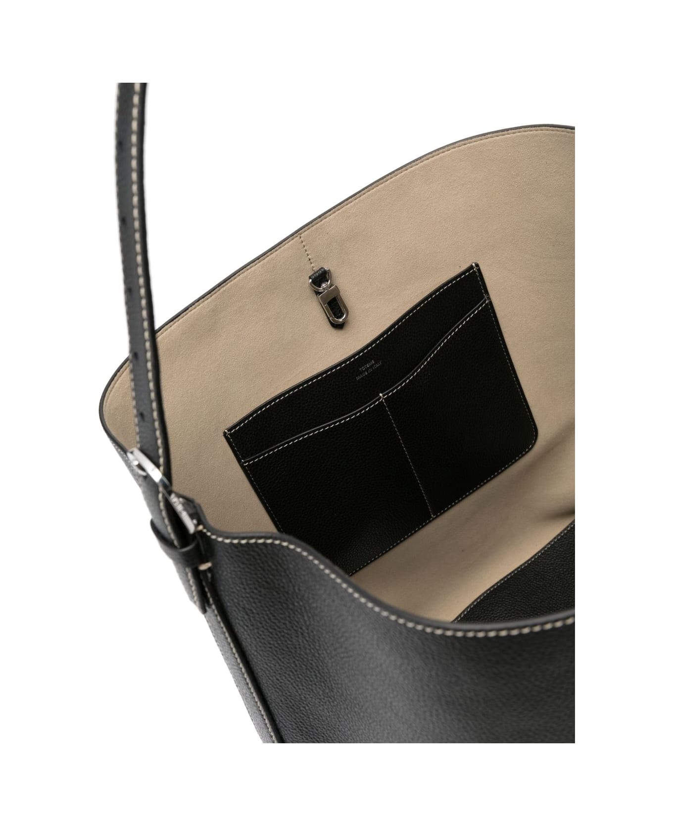 Totême Leather Belted Tote Bag - Black