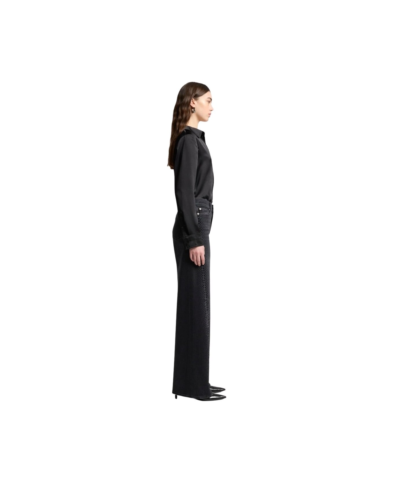 7 For All Mankind Twisted Lotta Bottomline With Crystals - Black