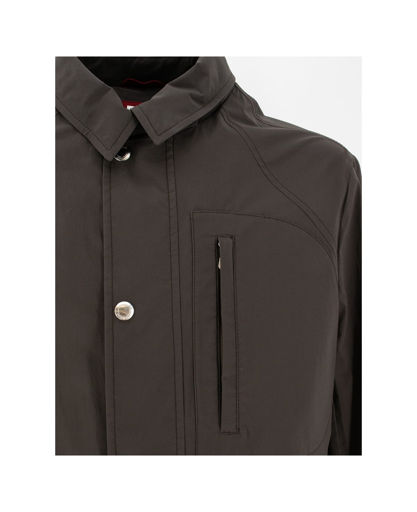 Brunello Cucinelli High-neck Long-sleeved Jacket - TESTA DI MORO/PANAMA
