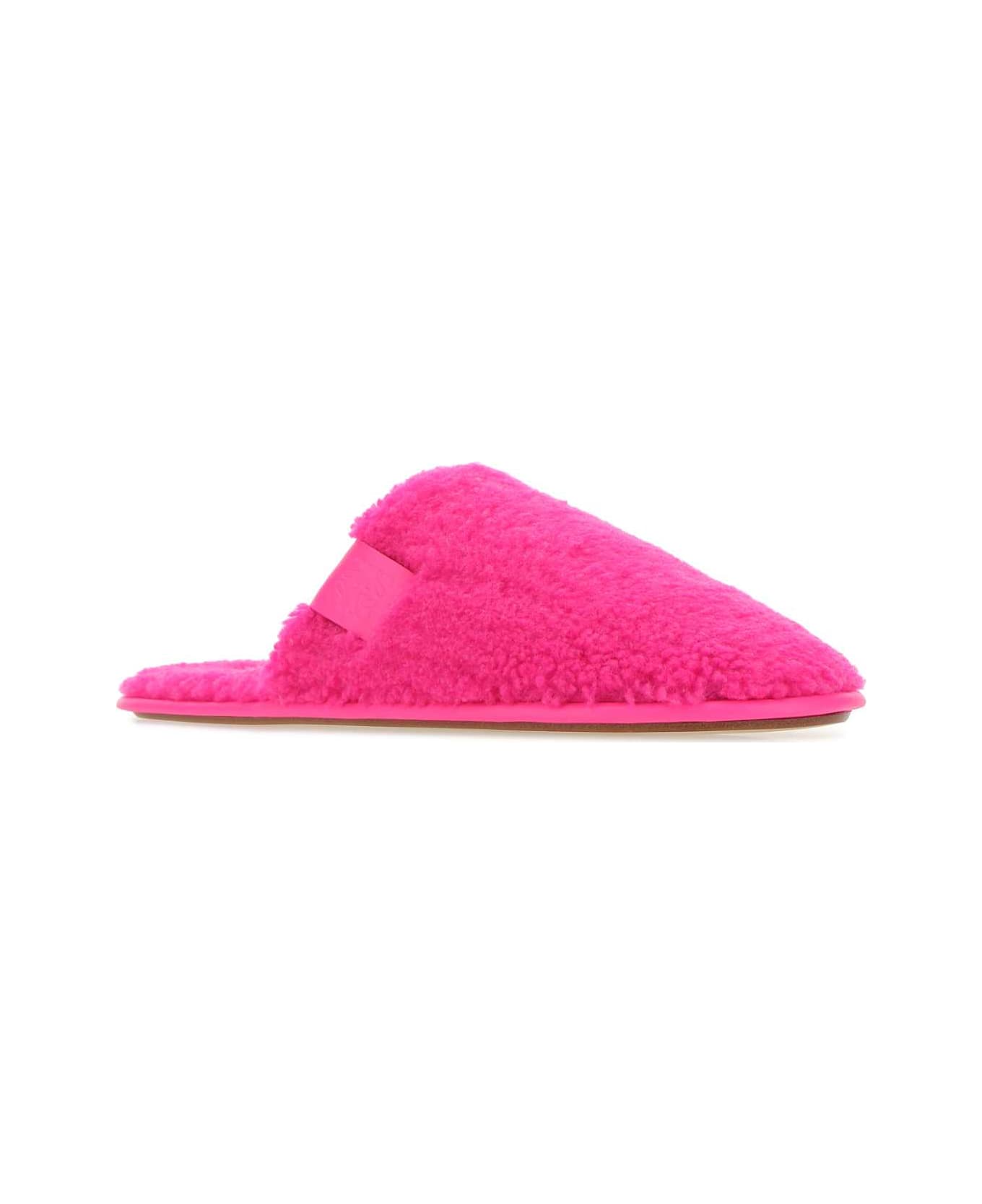 Loewe Fluo Pink Eco Shearling Slippers - NEONPINK