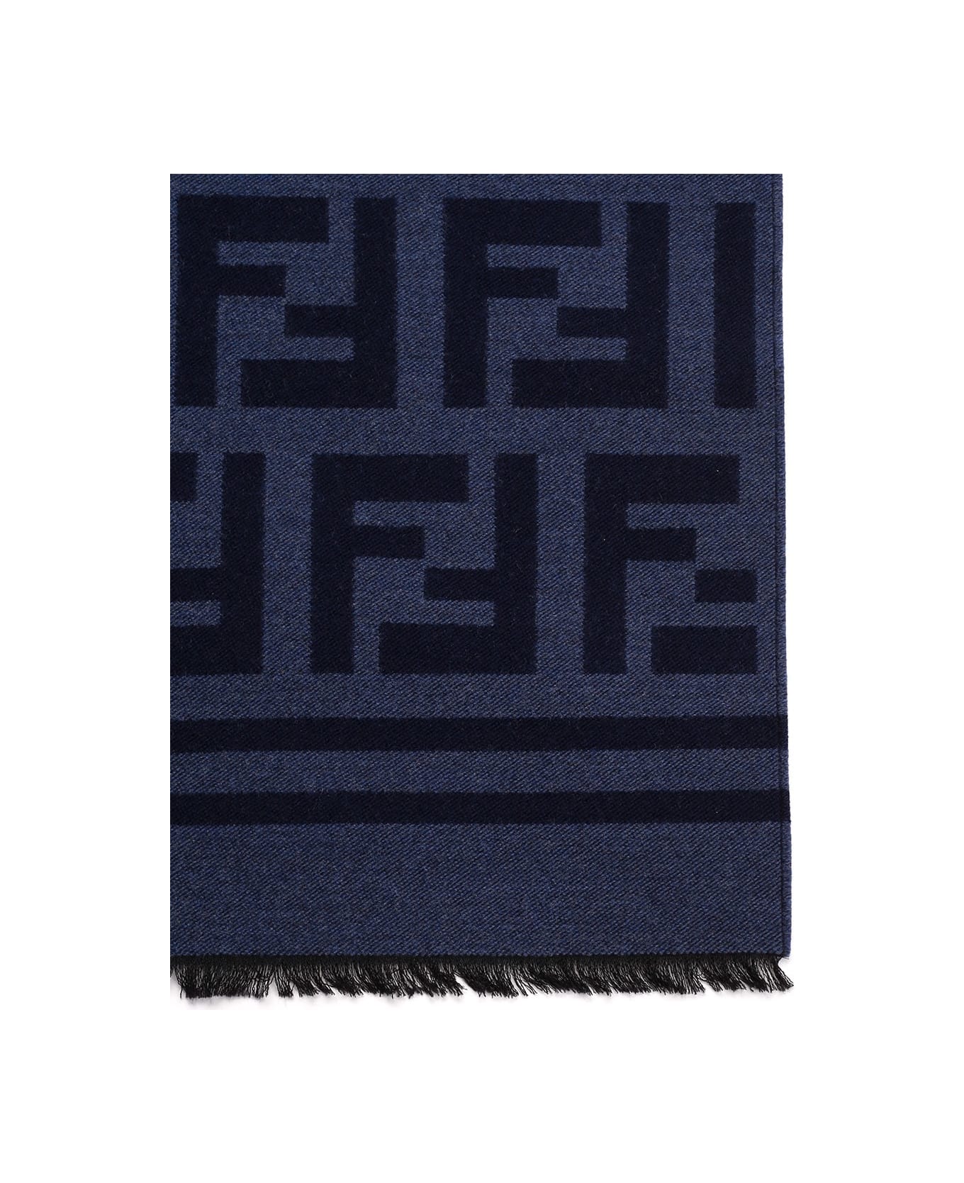 Fendi Monogram Scarf In Wool And Silk - Blue
