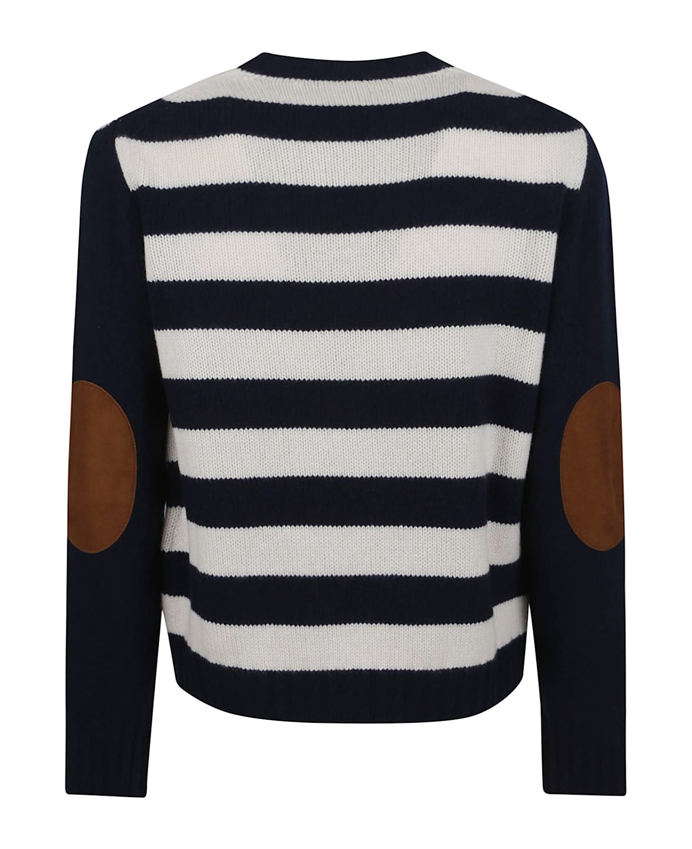 Valentino Garavani Maglia | Collection | Cashmere And Wool + Leather Patches - Rgx Indaco Burro