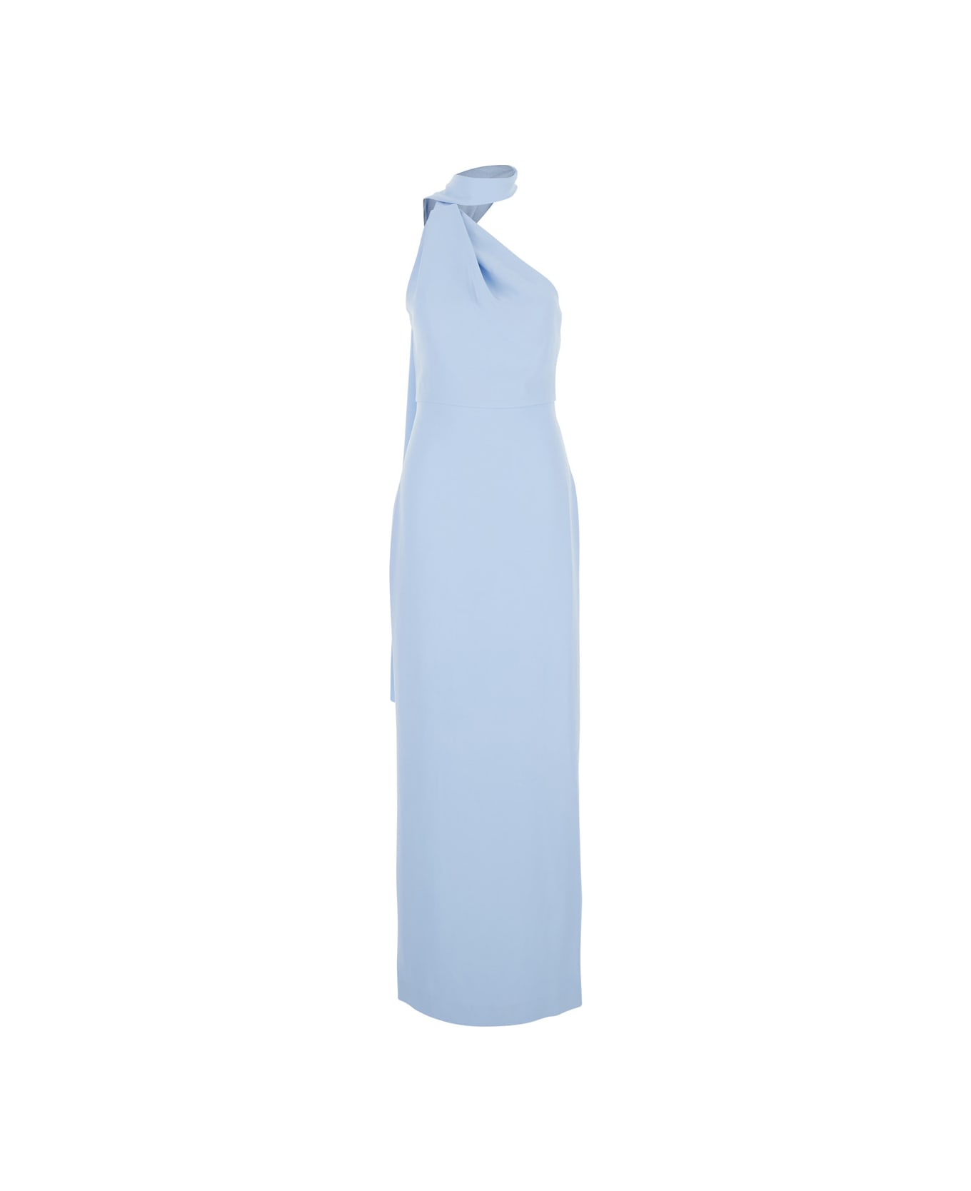 Solace London 'demi' Light Blue Long Dress With One-shoulder Design And Back Slit In Fabric Woman - Light blue